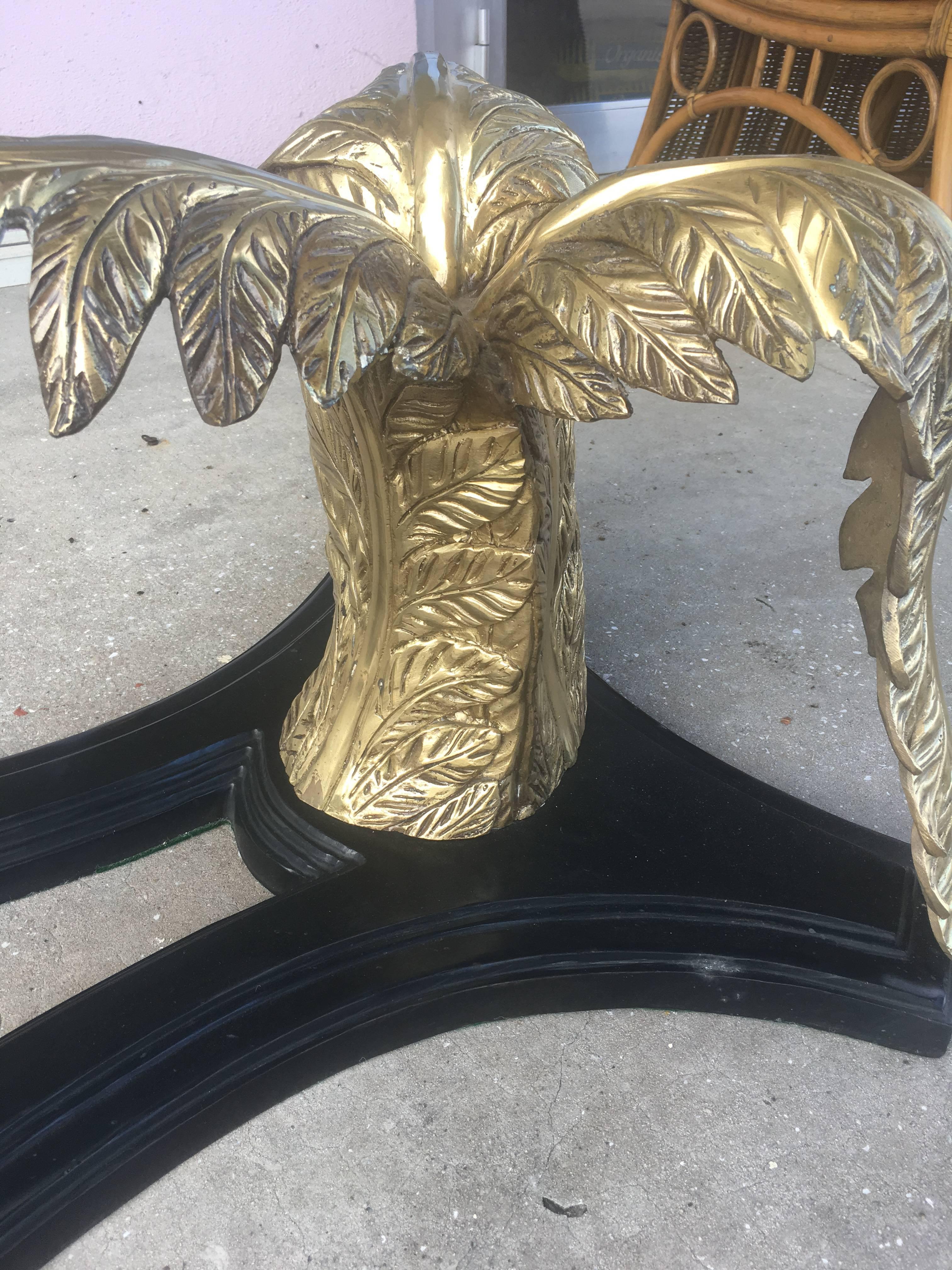 American Vintage Brass Palm Tree Coffee Cocktail Table Tropical Palm Beach  For Sale