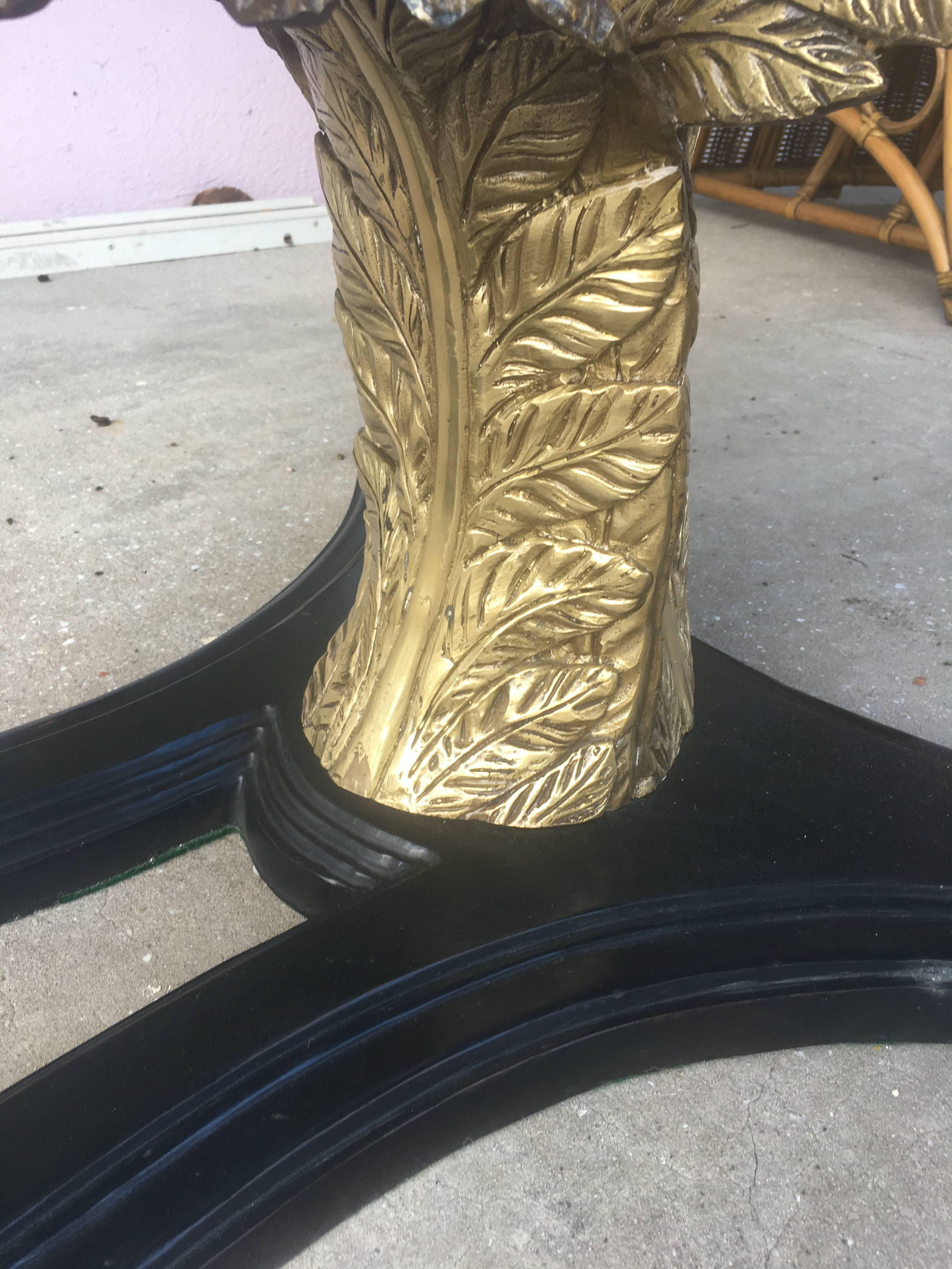 Vintage Brass Palm Tree Coffee Cocktail Table Tropical Palm Beach  In Good Condition In West Palm Beach, FL