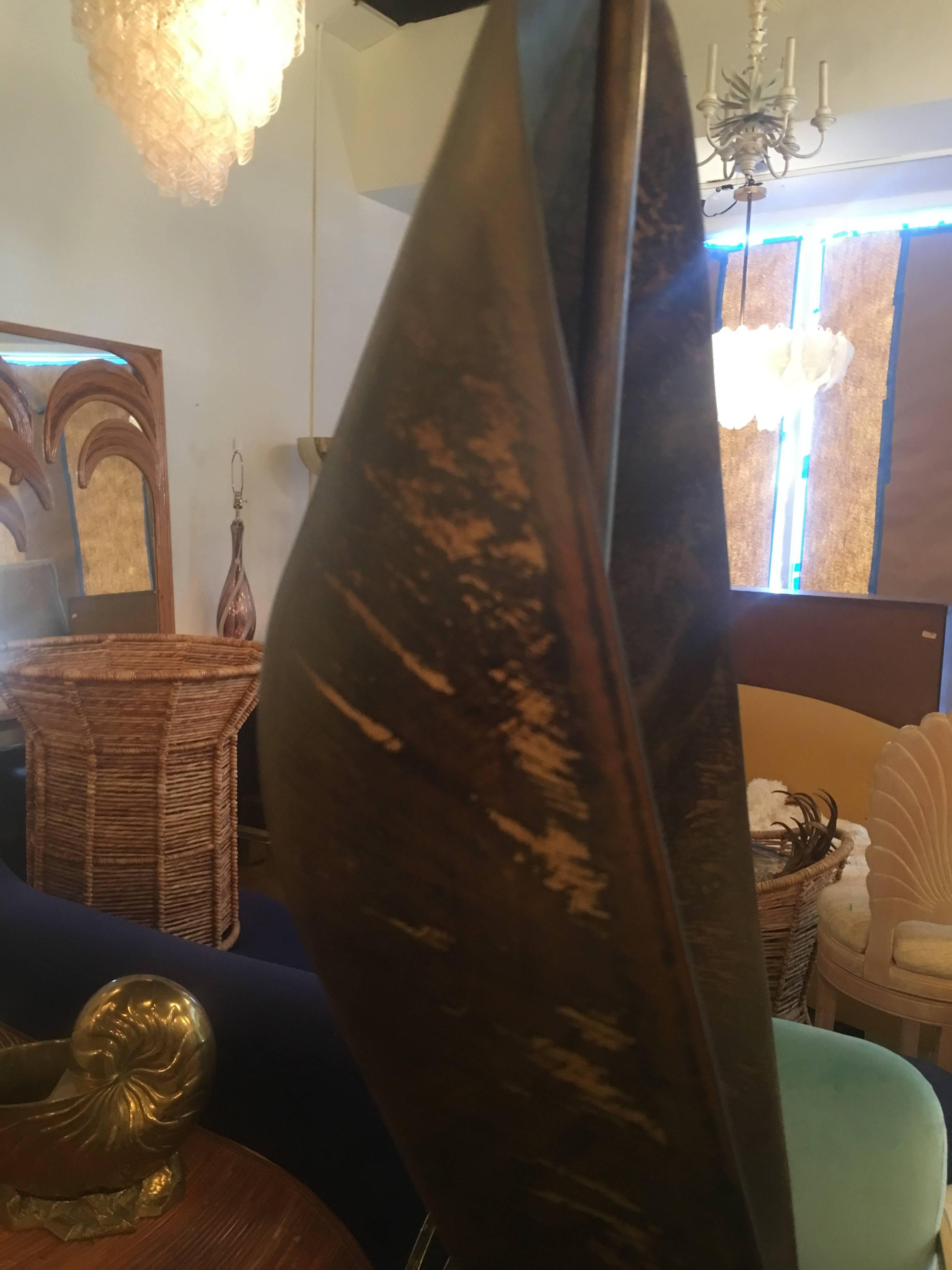 Mid-20th Century Harry Balmer for Laurel Brutalist Ribbon Metal Oversized Table Lamp Midcentury For Sale