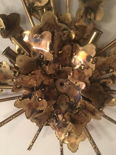 Tom Greene for Feldman Brutalist Wall Six Light Lamp Sconce Metal Brass Copper