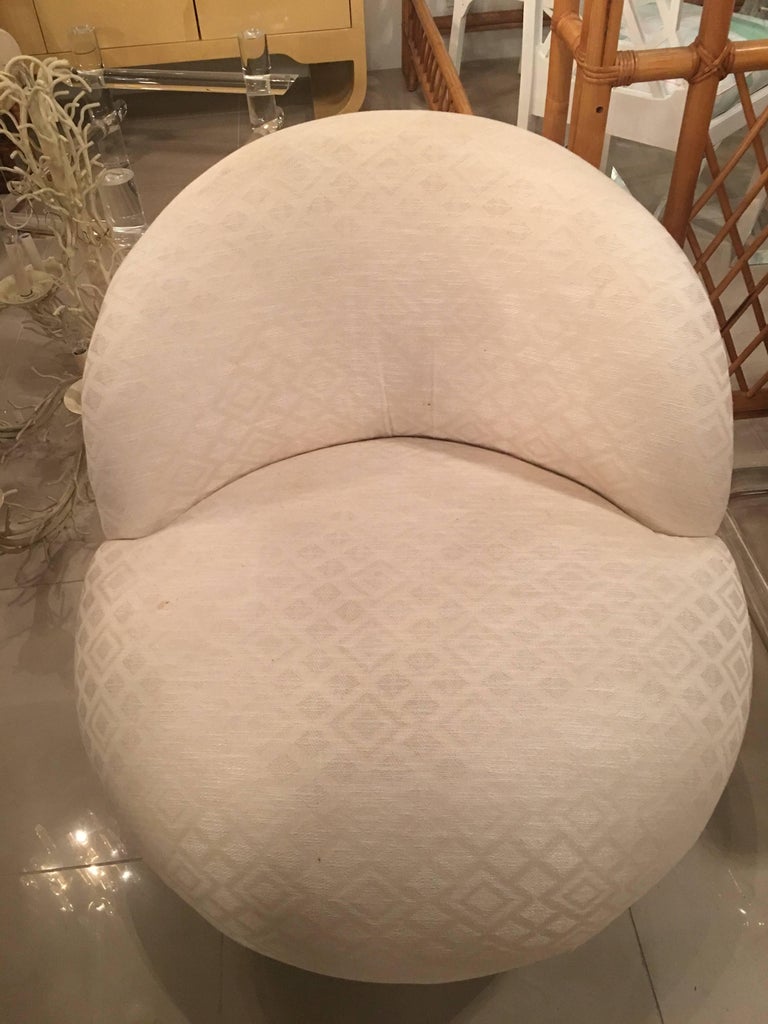 Chrome Swivel Chair Tub Barrel Leon Rosen Pace Style For Sale at 1stDibs