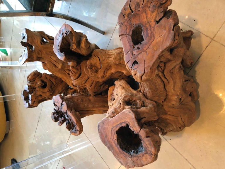 Driftwood Cypress Wood Coffee Cocktail Table Palm Beach at 1stdibs