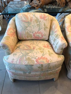 Pair of Vintage Club Tropical Birds Lounge Armchairs Arm Chairs Chinoiserie