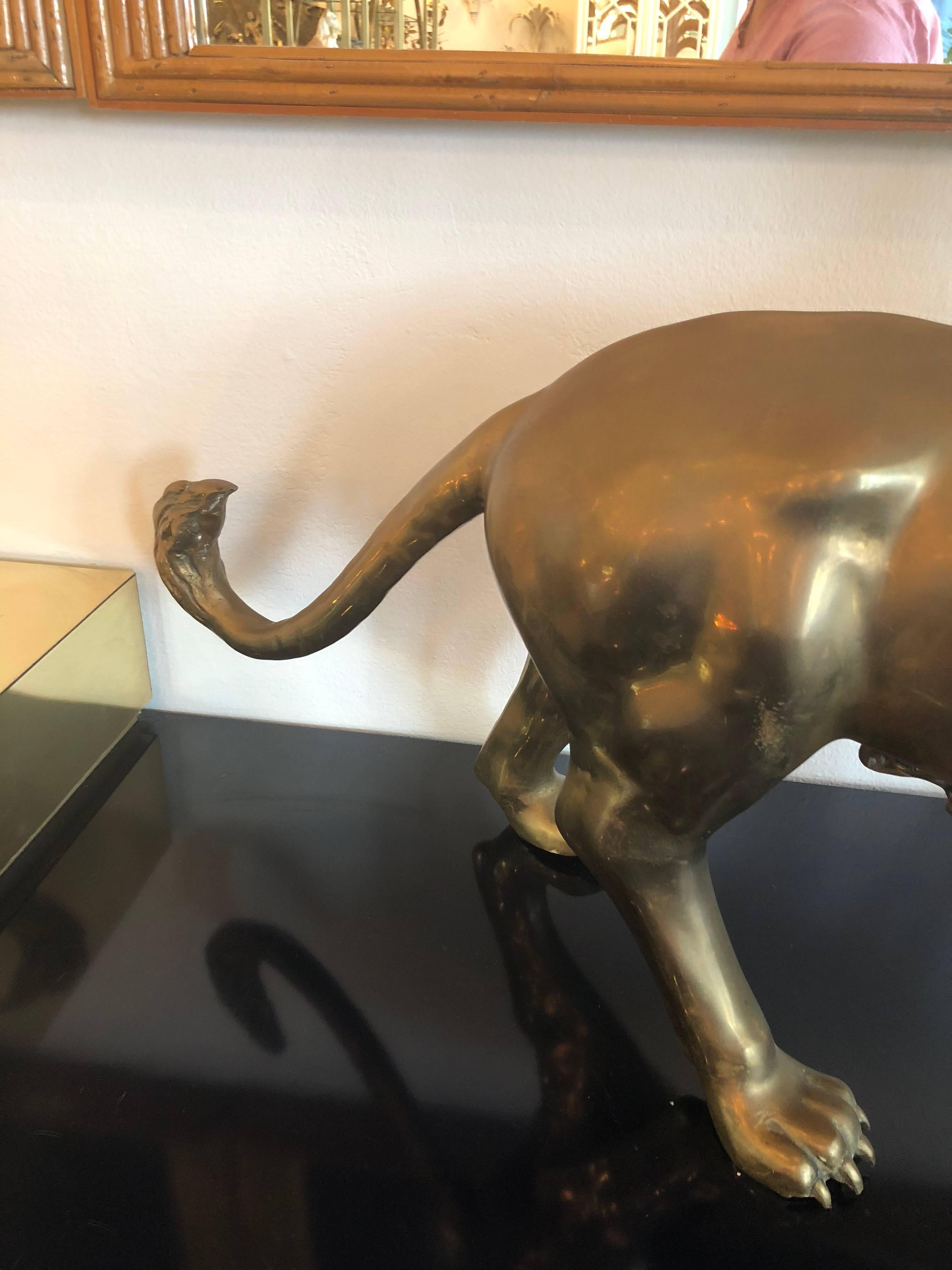 Vintage Brass Lion Statue Monumental Size Hollywood Regency For Sale at ...