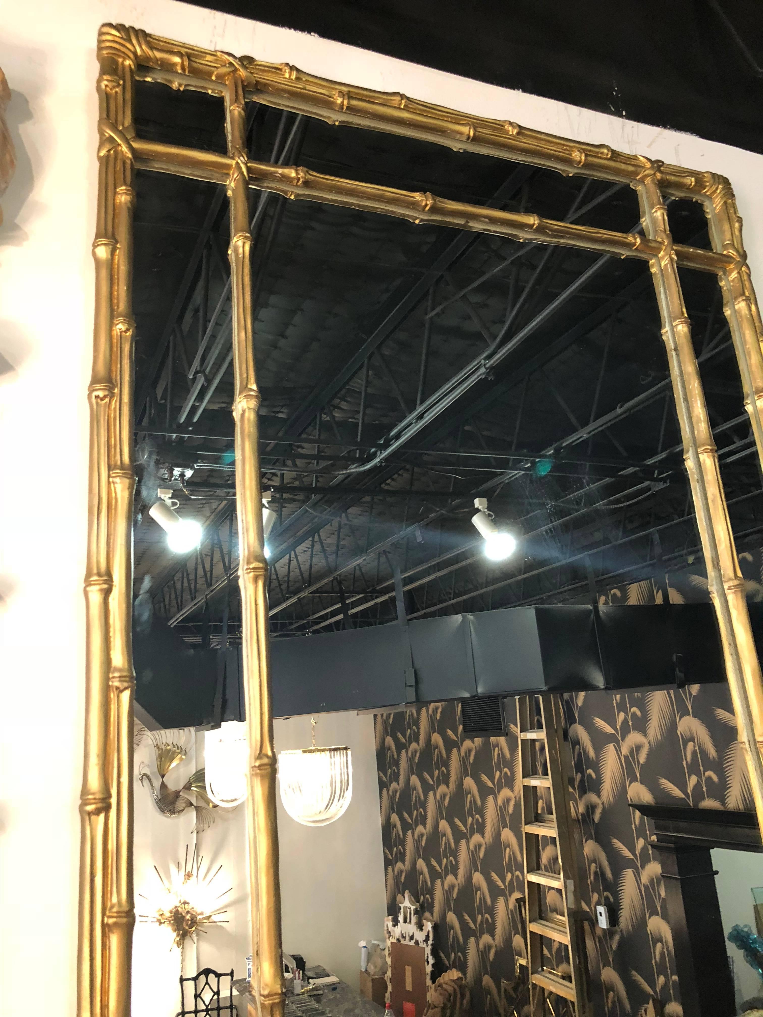 Vintage a Faux Bamboo Gold Wall Mirror Hollywood Regency In Excellent Condition In West Palm Beach, FL