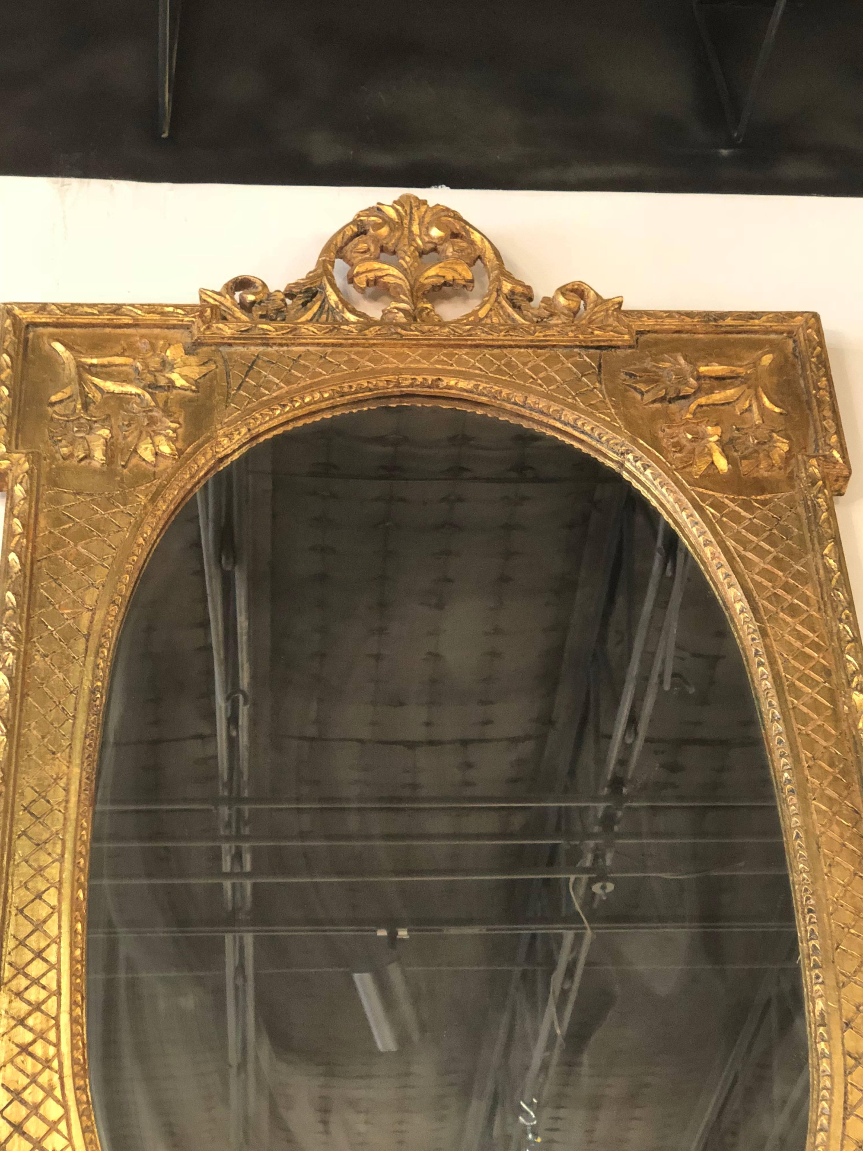 Mid-20th Century Vintage Ornate Floral Wall Mirror French Gold For Sale