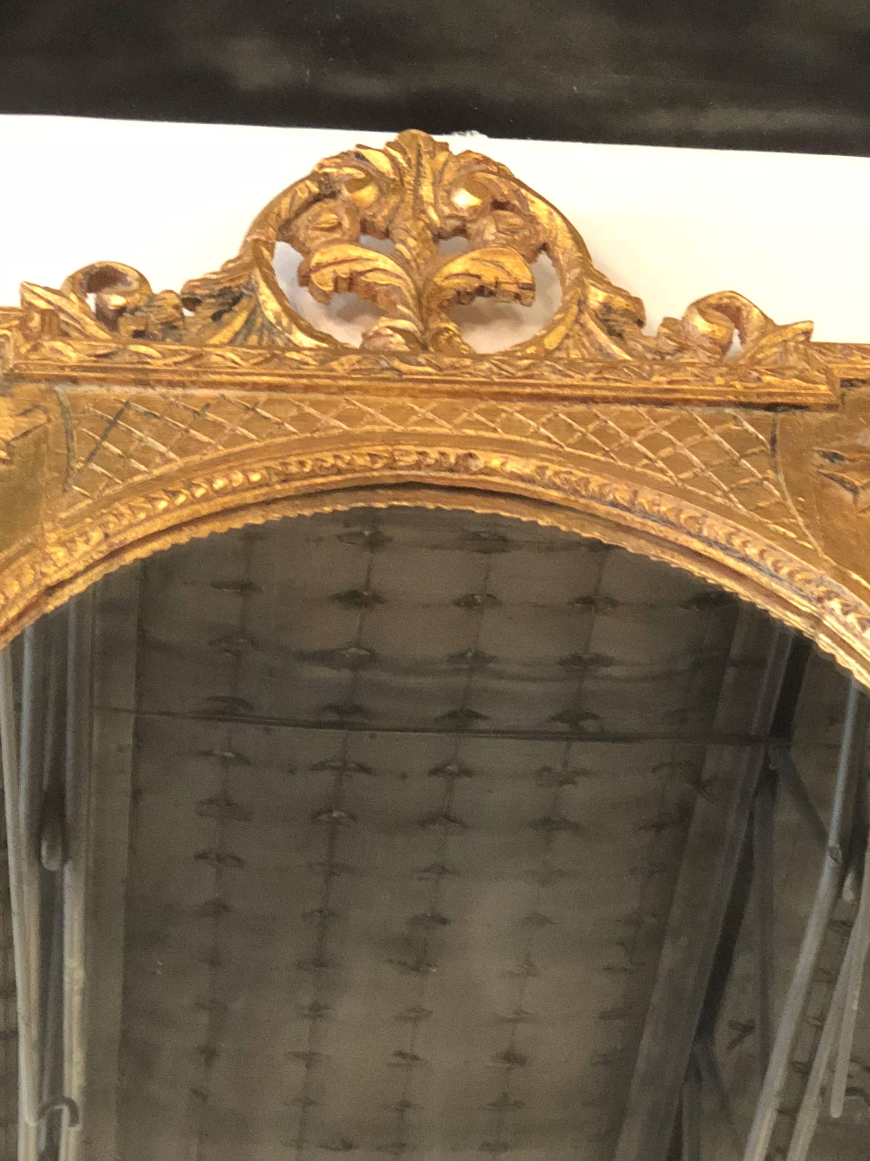 Hollywood Regency Vintage Ornate Floral Wall Mirror French Gold For Sale