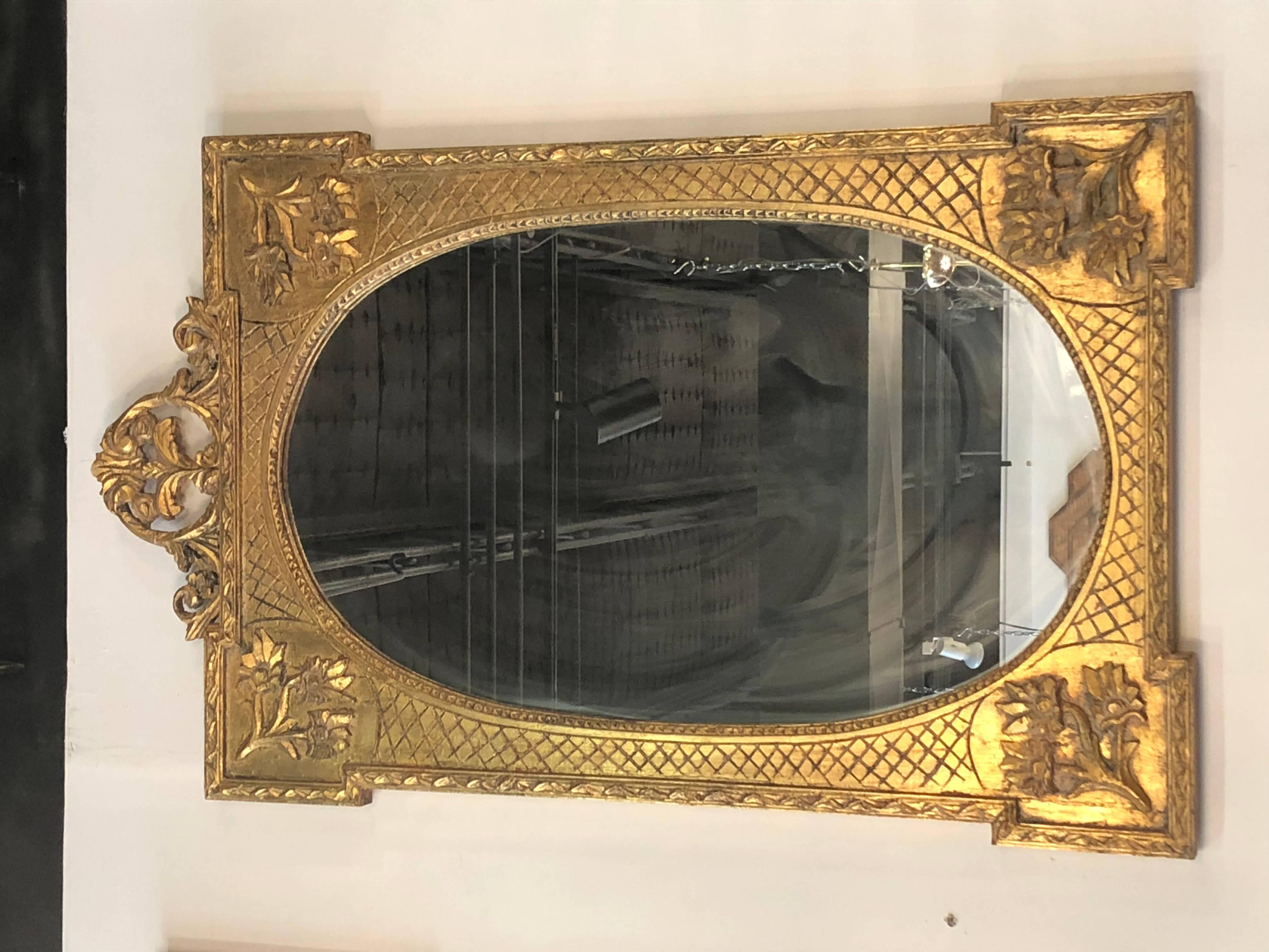 Vintage Ornate Floral Wall Mirror French Gold For Sale 3