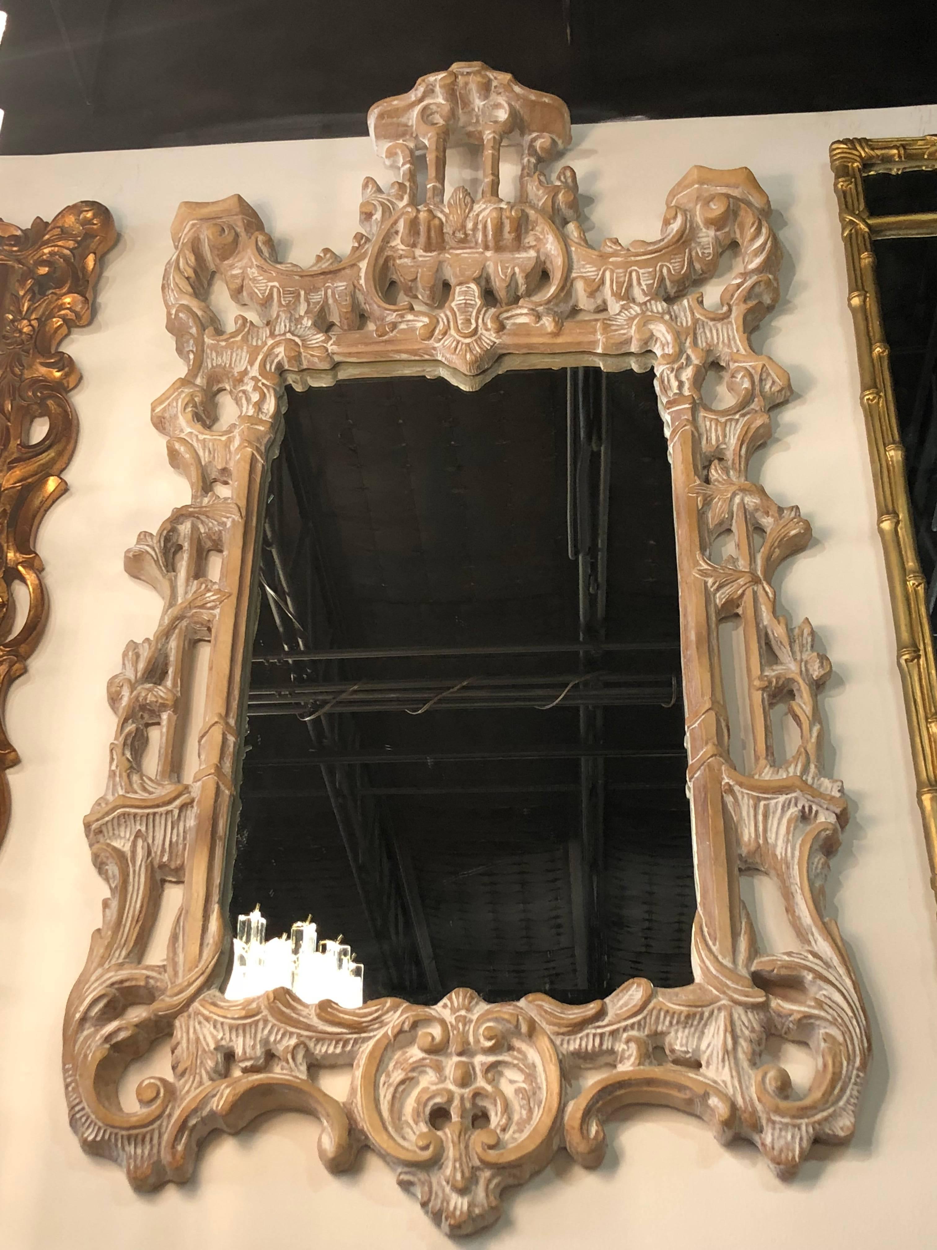 Late 20th Century Vintage Pagoda Wall Mirror Chinoiserie Hollywood Regency