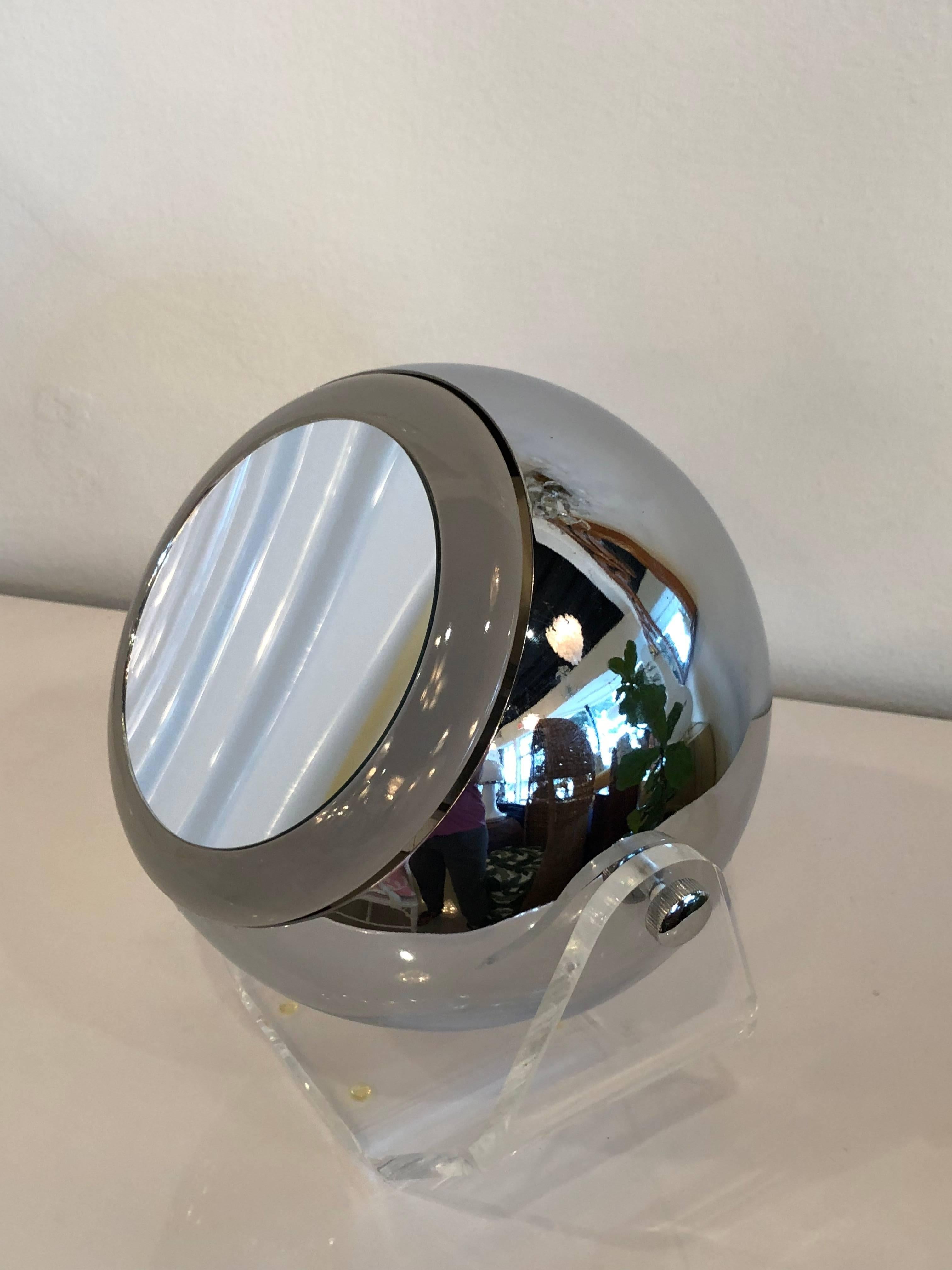 Robert Sonneman Lucite Eyeball Mirror Vanity Table Lamp Light Makeup Swivel 1