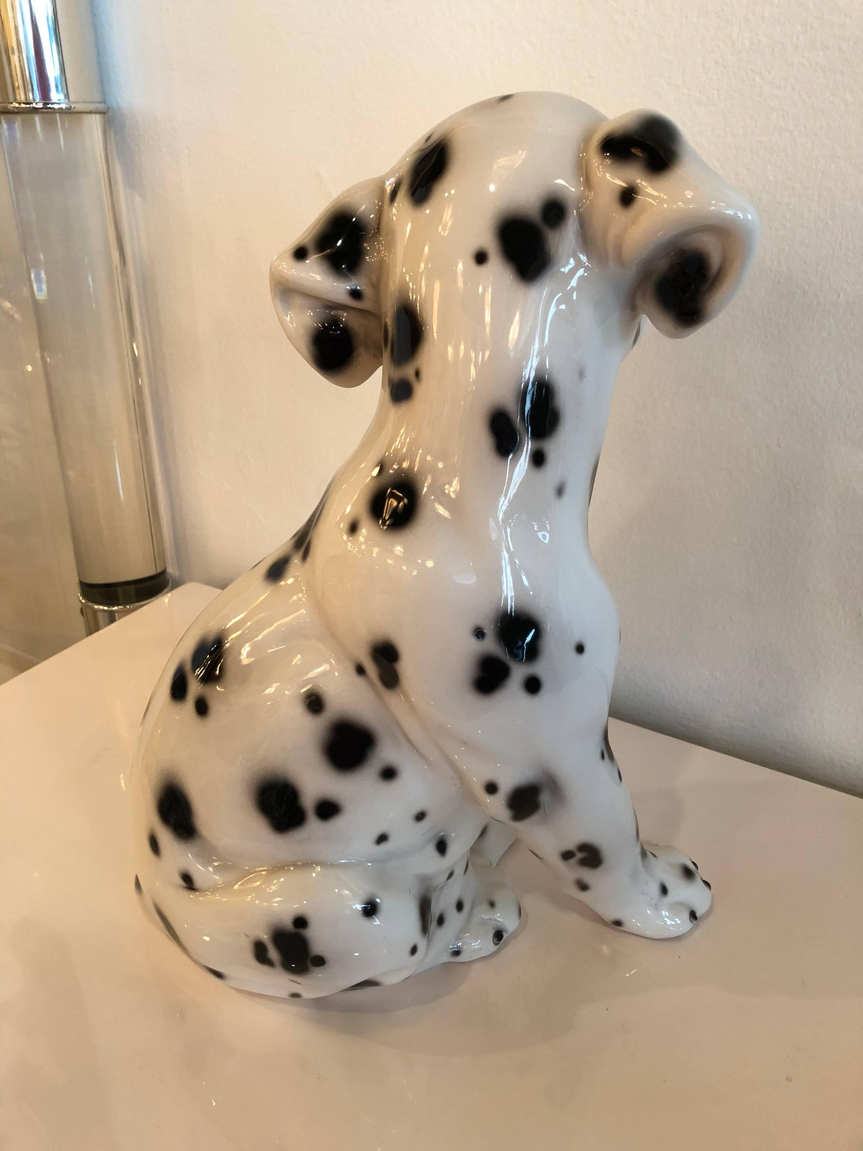 Hollywood Regency Vintage Italian Dalmatian Dog Statue Made in Italy