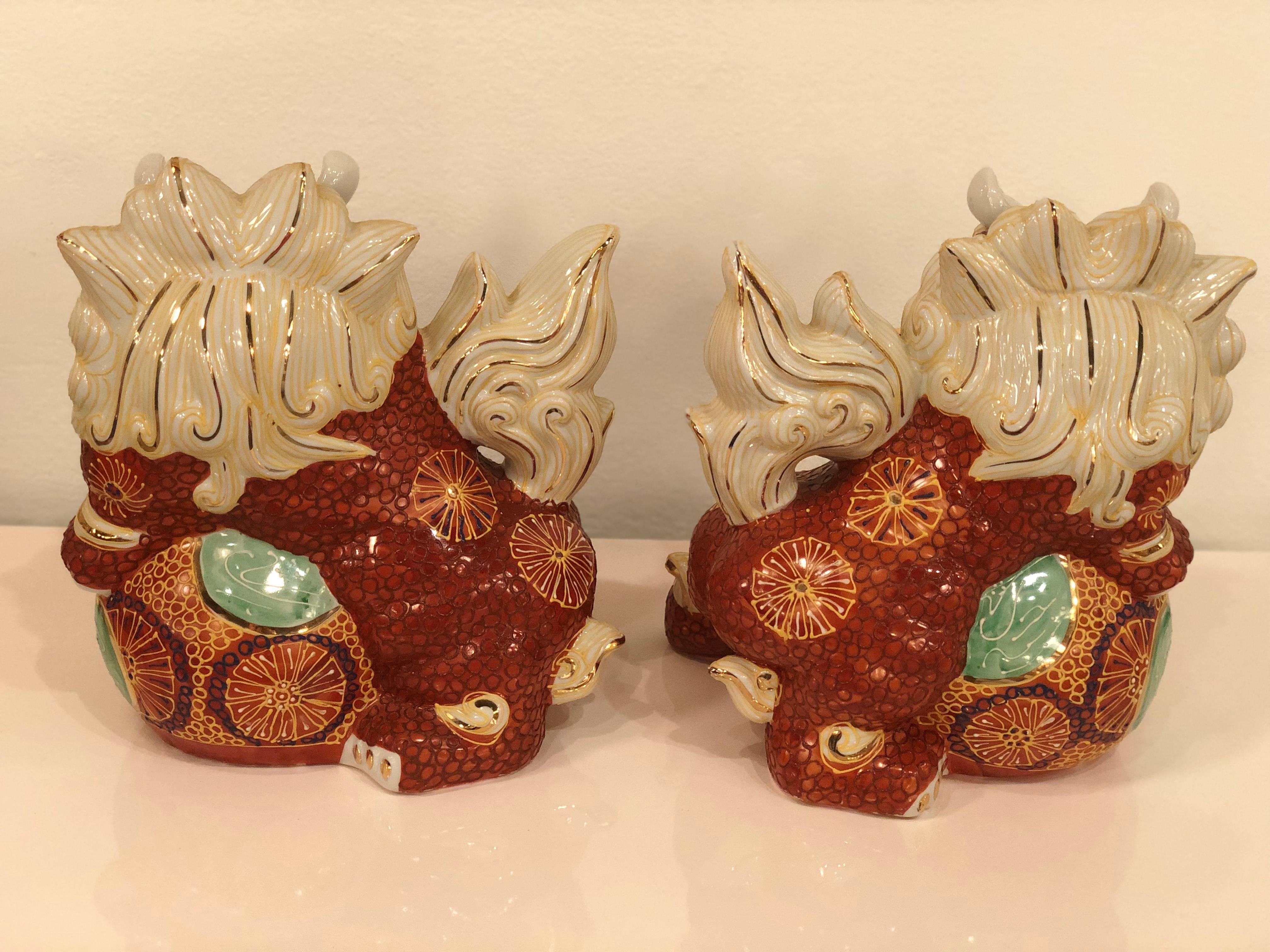 Pair of Foo Dogs Made in Japan Chinoiserie Vintage 2