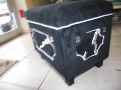 Ottoman, "Lightning Bolt" Storage Ottoman  Black Velvet , gifts for men