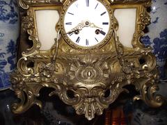 Antique French Clock, solid bronze w/ alabaster inserts honoring Torquato Tasso