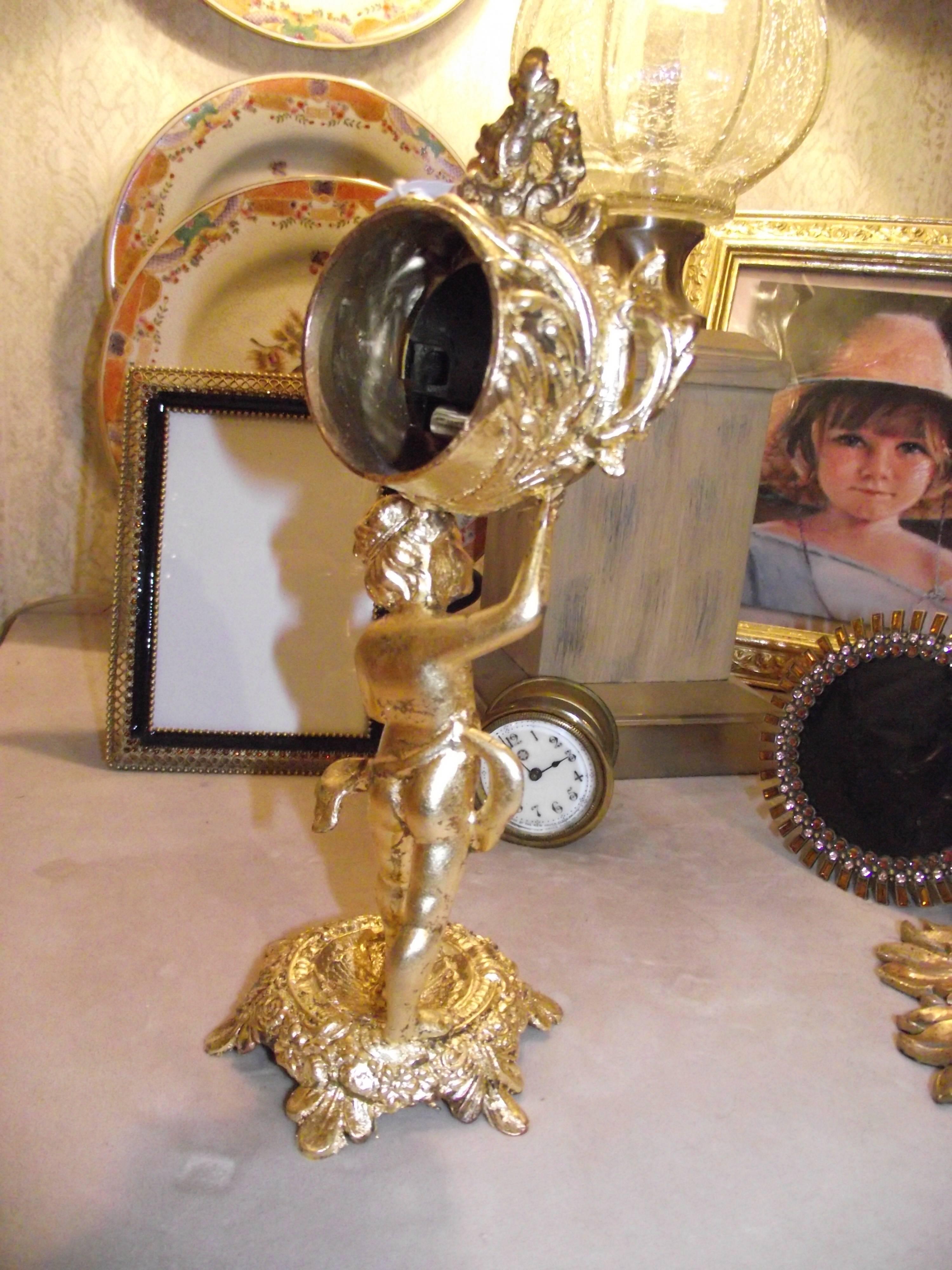 Art Nouveau Antique Cherub Clock, Desk Accessory, Vanity Accessory, Valentine gift