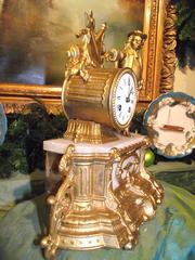 19th Century French Gold and Alabaster Clock