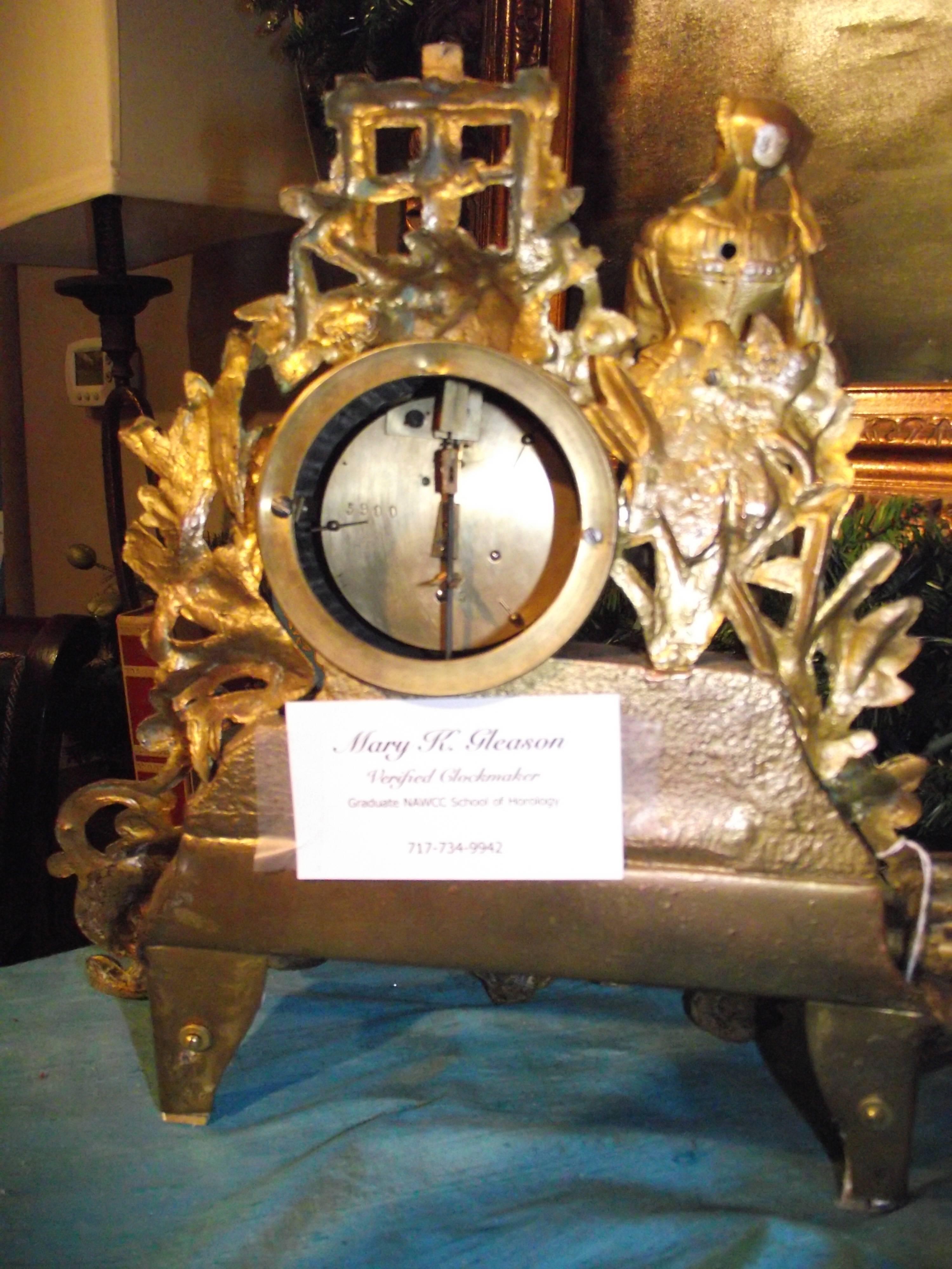 19th Century French Clock with Woman and Wine Press In Good Condition In Harrisburg, PA