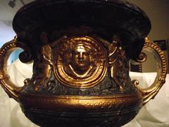 Neoclassic Urn/ Table Base , Marbleized Plaster wGold Leaf , gifts for men