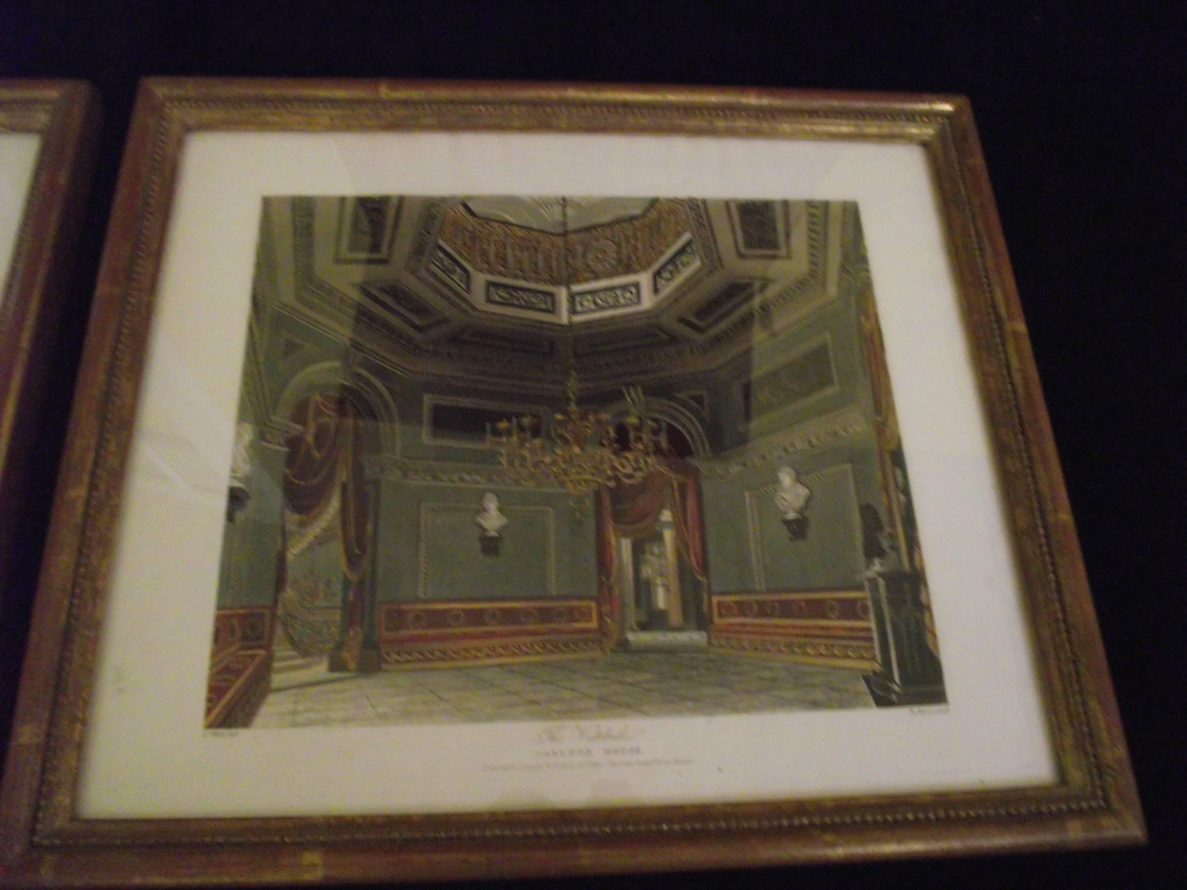 4 Engravings depicting Carlton House, after Charles Wild (British 1781-1835) In Good Condition For Sale In Harrisburg, PA
