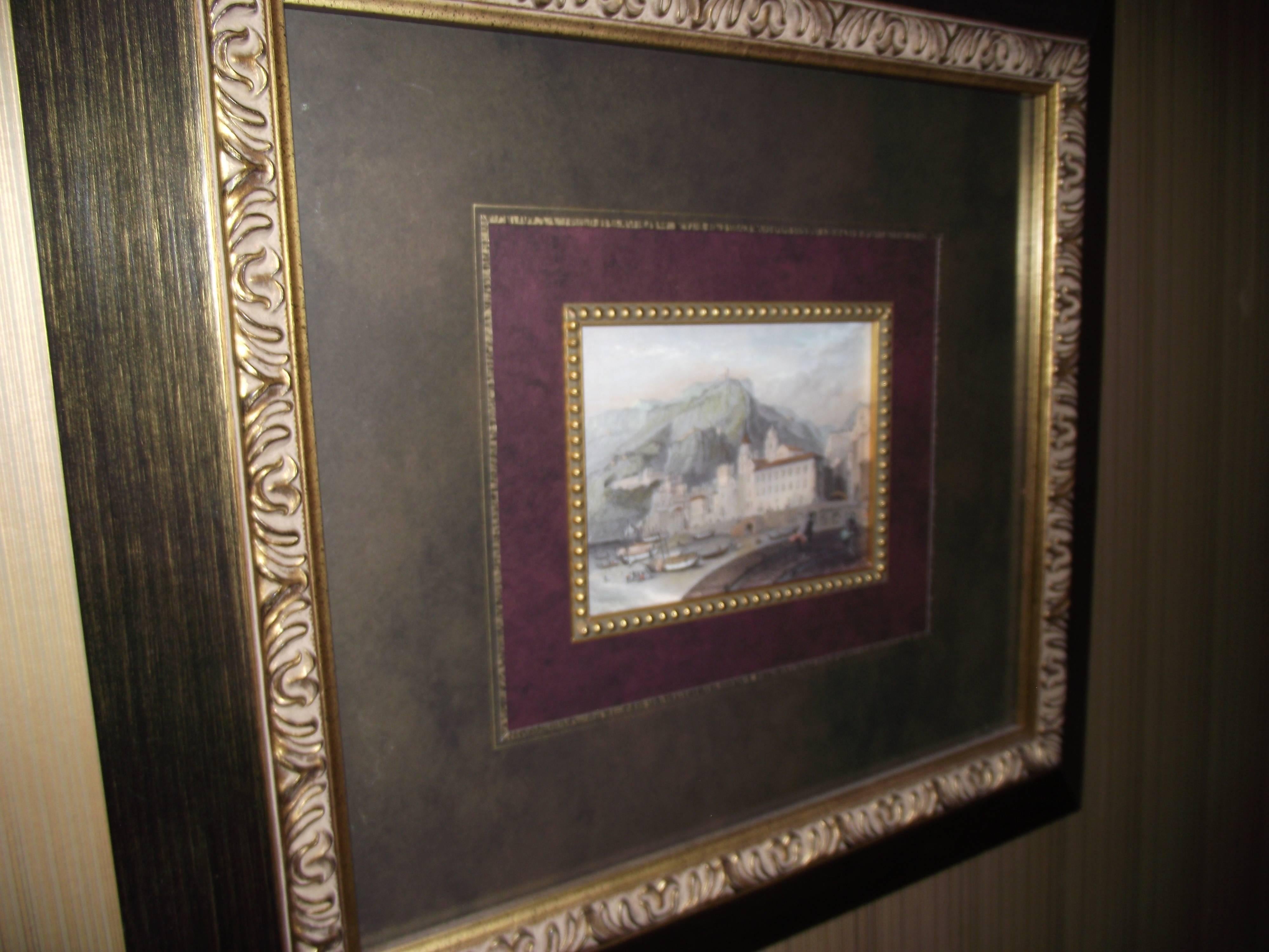 Colonial Revival Venetian Scene Framed Prints, Double Matted with Two Filets For Sale