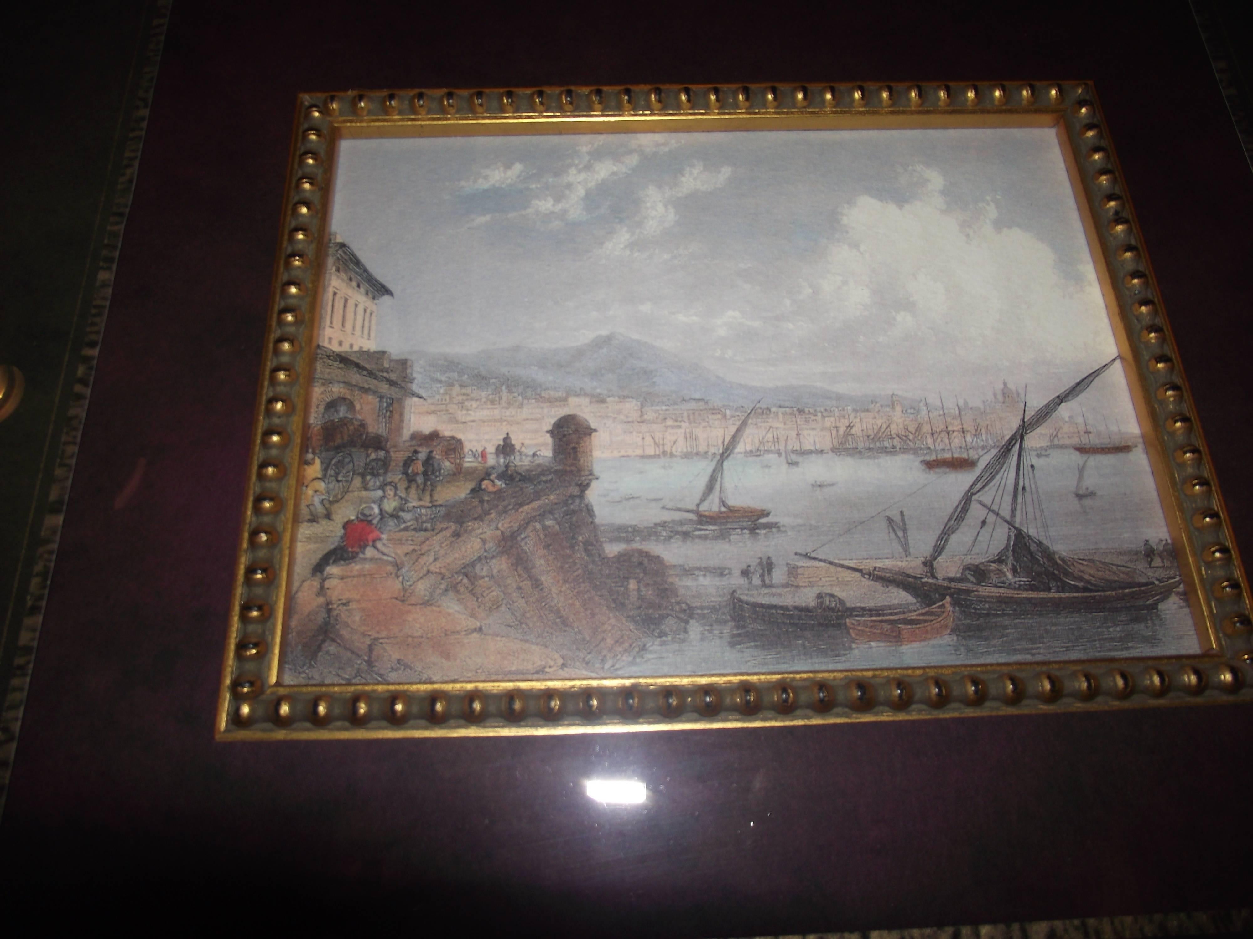 Unknown Venetian Scene Framed Prints, Double Matted with Two Filets For Sale