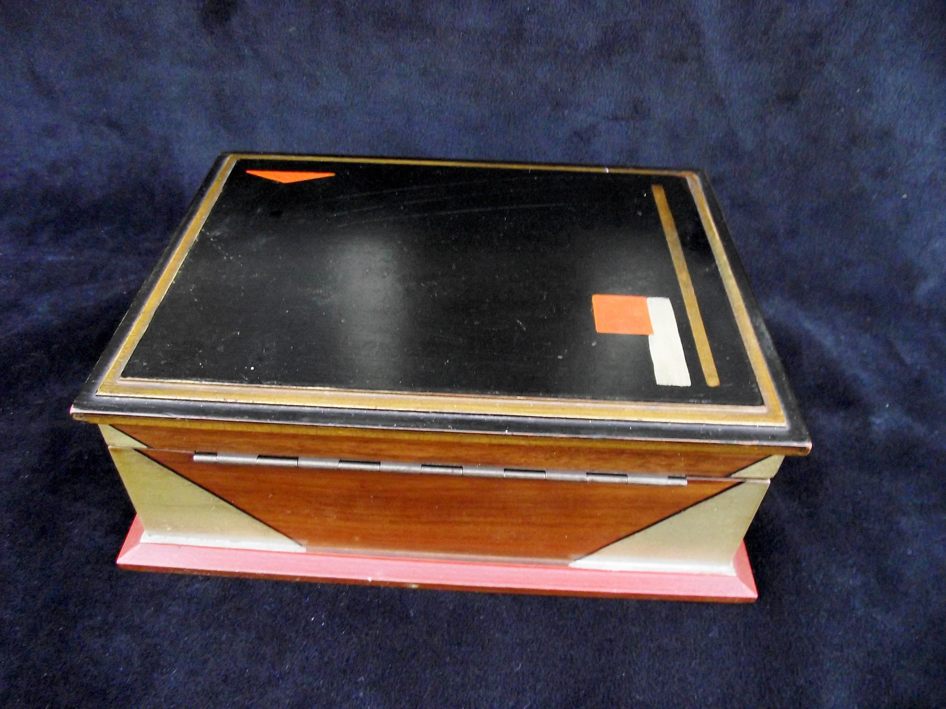 Unknown Rare Art Deco Box, Hand-Painted, Gold Accents, Desk Set