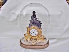 Antique French Sculpture Clock, Woodworker's Apprentice, French Mantle Clock