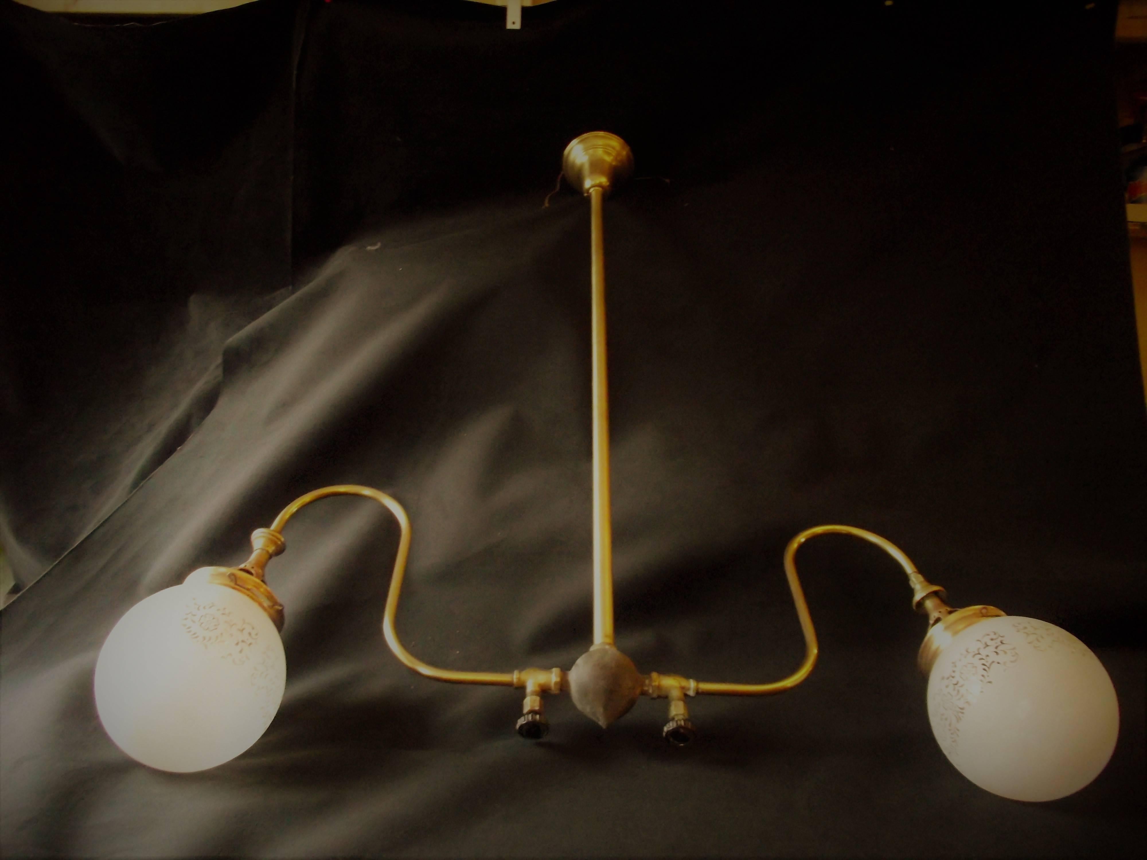 Victorian Antique Gas Ceiling Light, Brass Light, Antique Commercial Ceiling Light