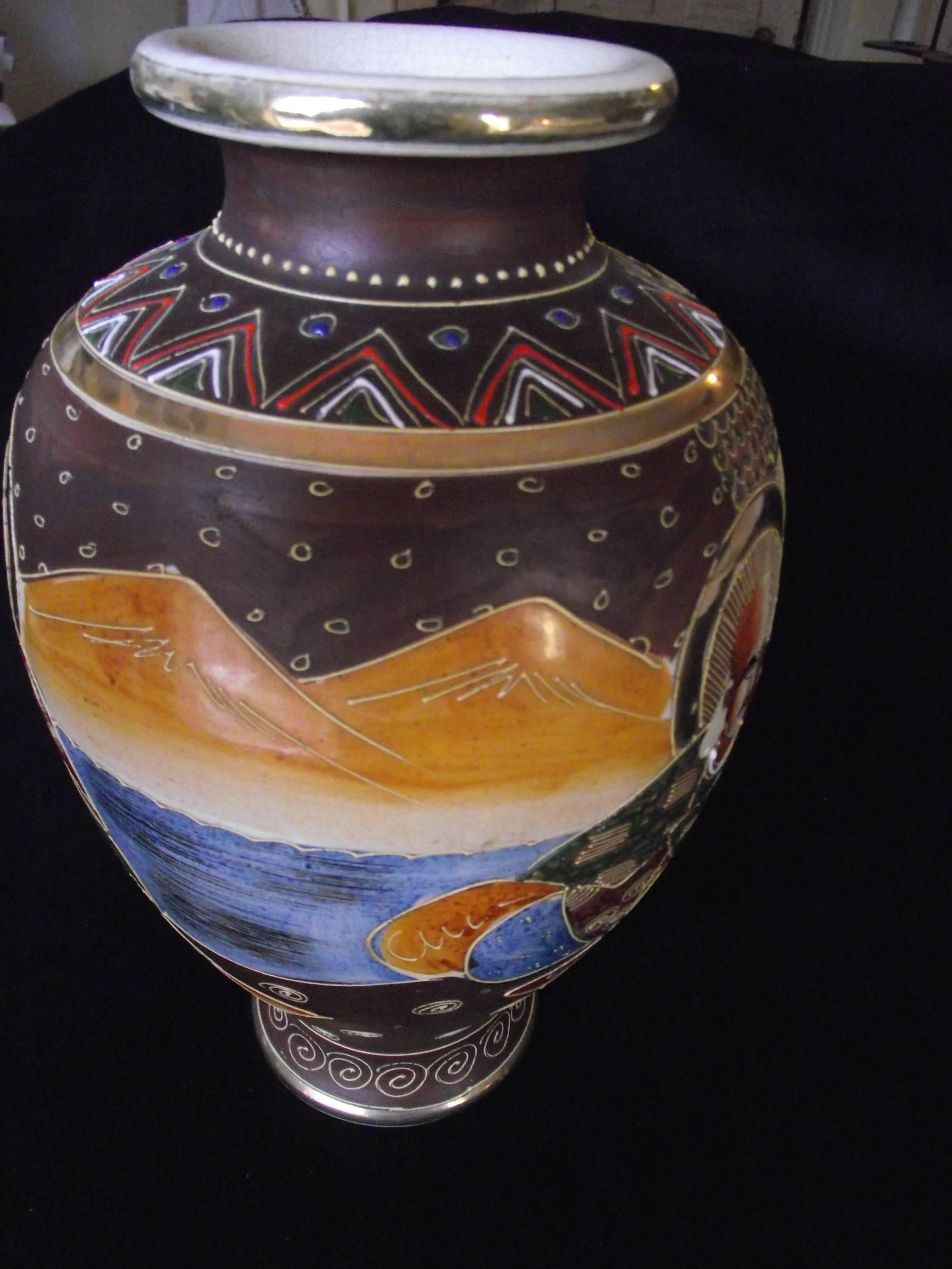 Anglo-Japanese Antique Satsuma Vase, Japanese Vase