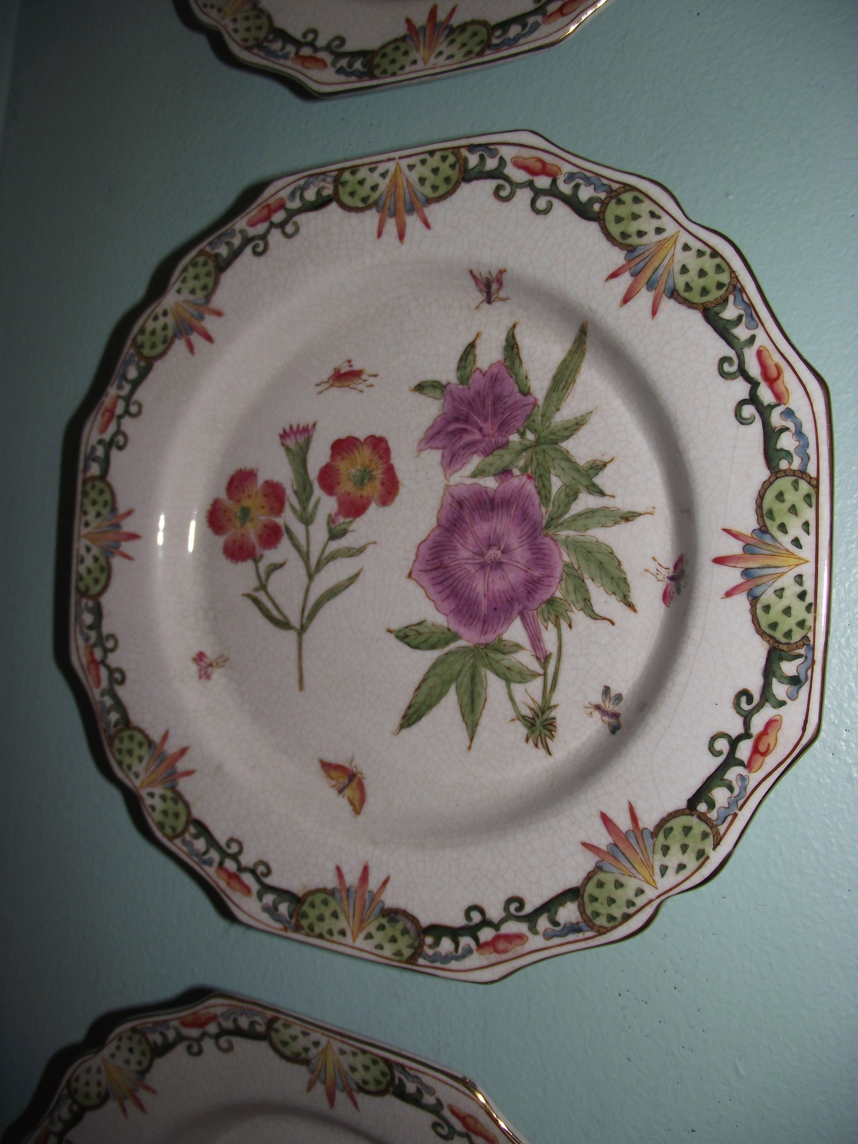 Chinese Decorative Plates, Set of Five Transferware Plates For Sale