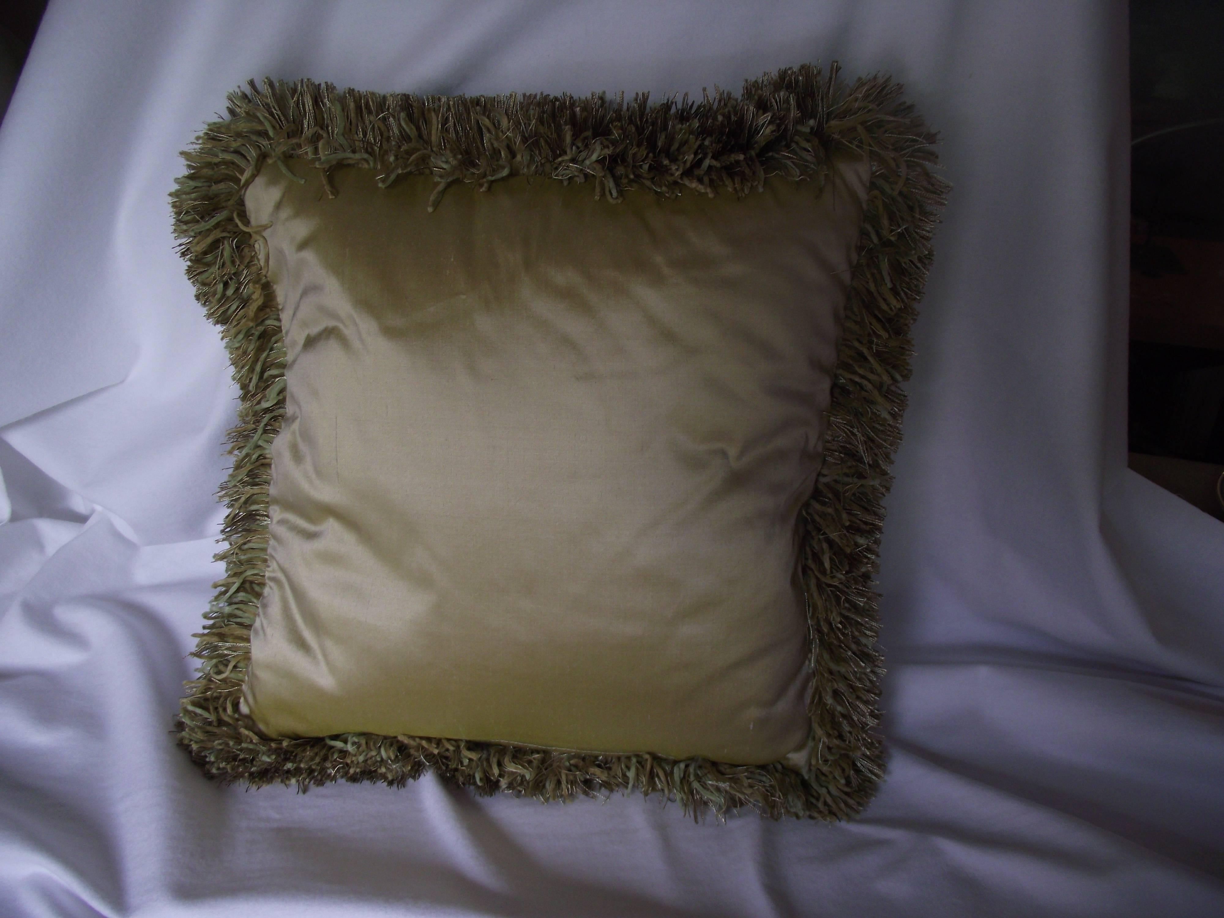 American Art Deco Style Silk Throw Pillow, Original Designed Silk Throw Pillow For Sale