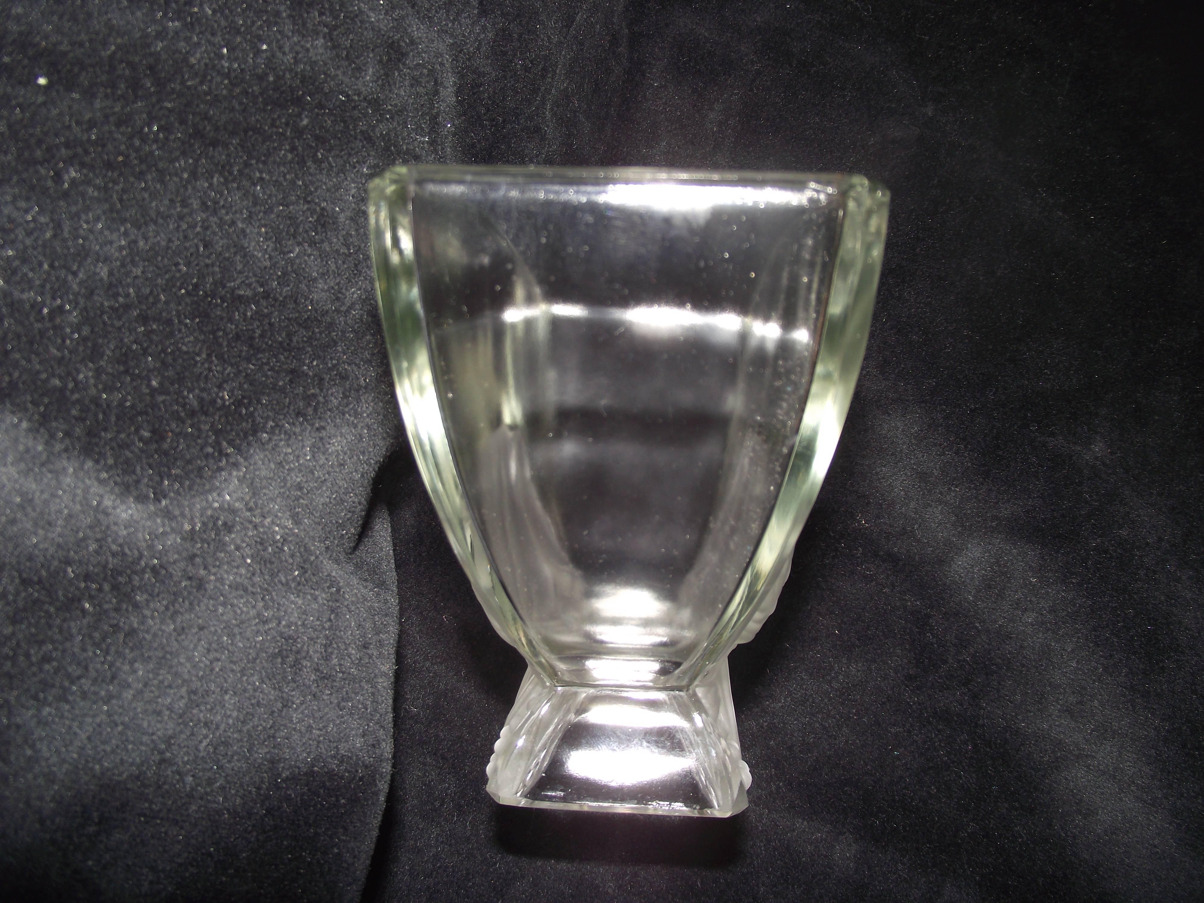 Glass Love Bird Art Deco Vase, Signed by Verlys, Valentine or Wedding Gift