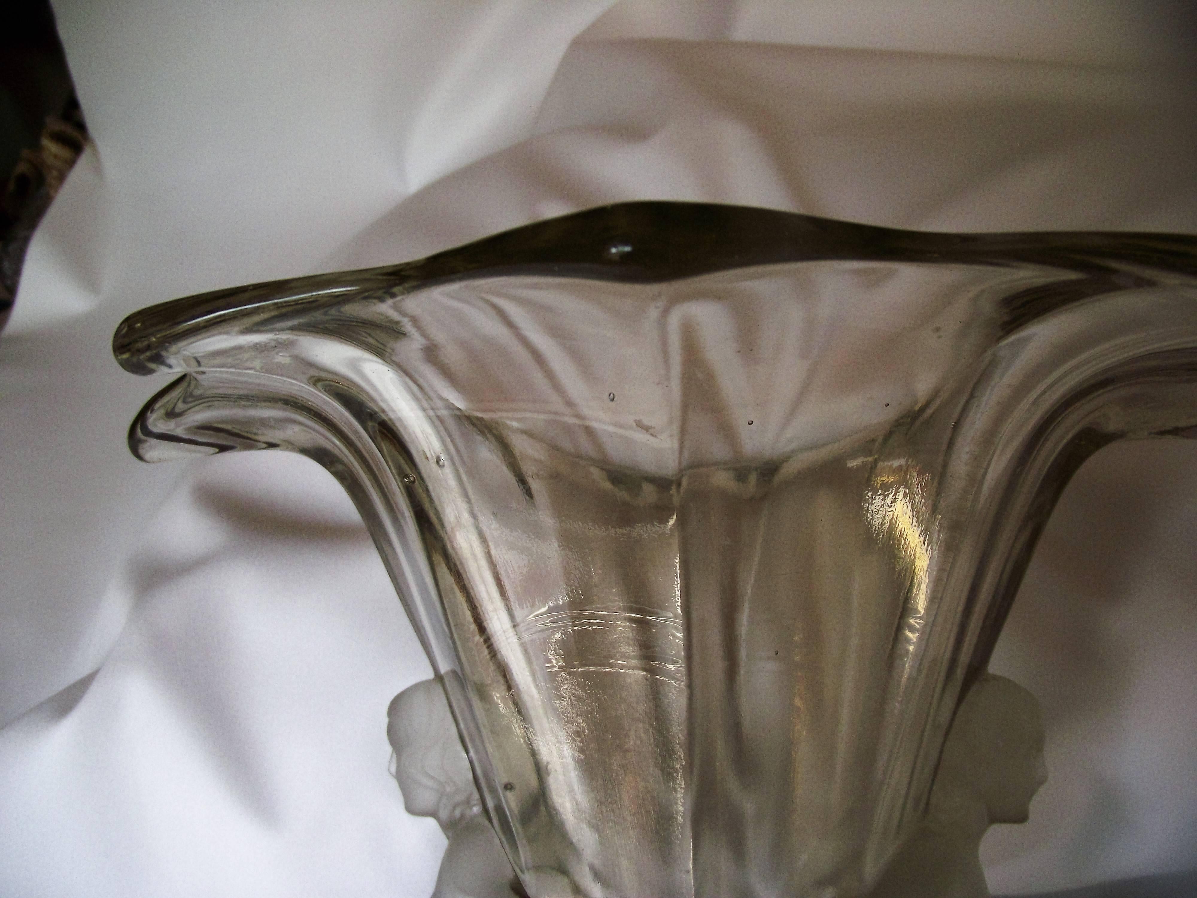 Art Deco Clear Glass Vase, Antique Walther and Sohne, Figural Glass Vase 1