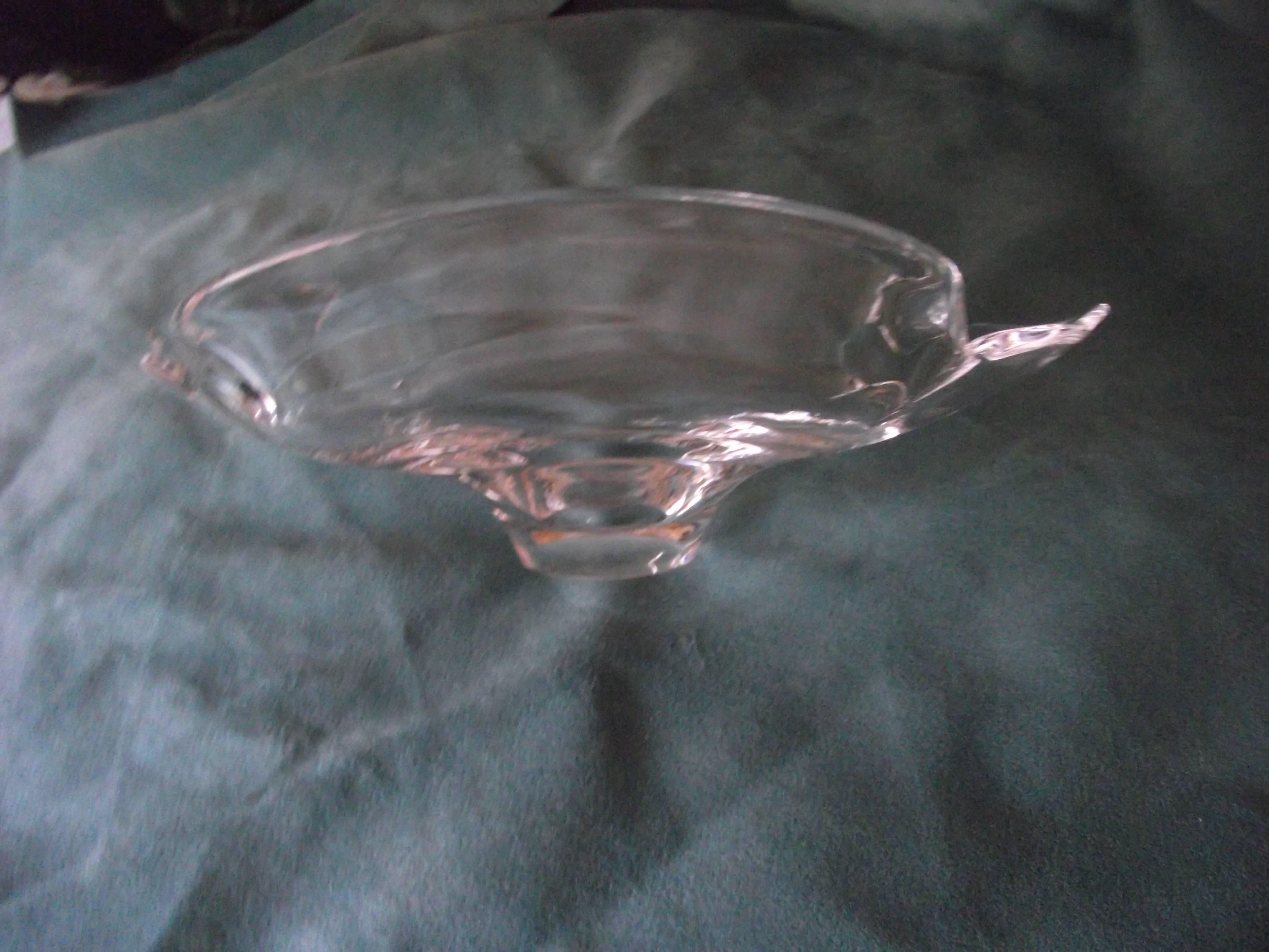 Mid-Century Modern Stuben Glass Bowl, Unusual Shaped Bowl, Clear Glass Bowl For Sale