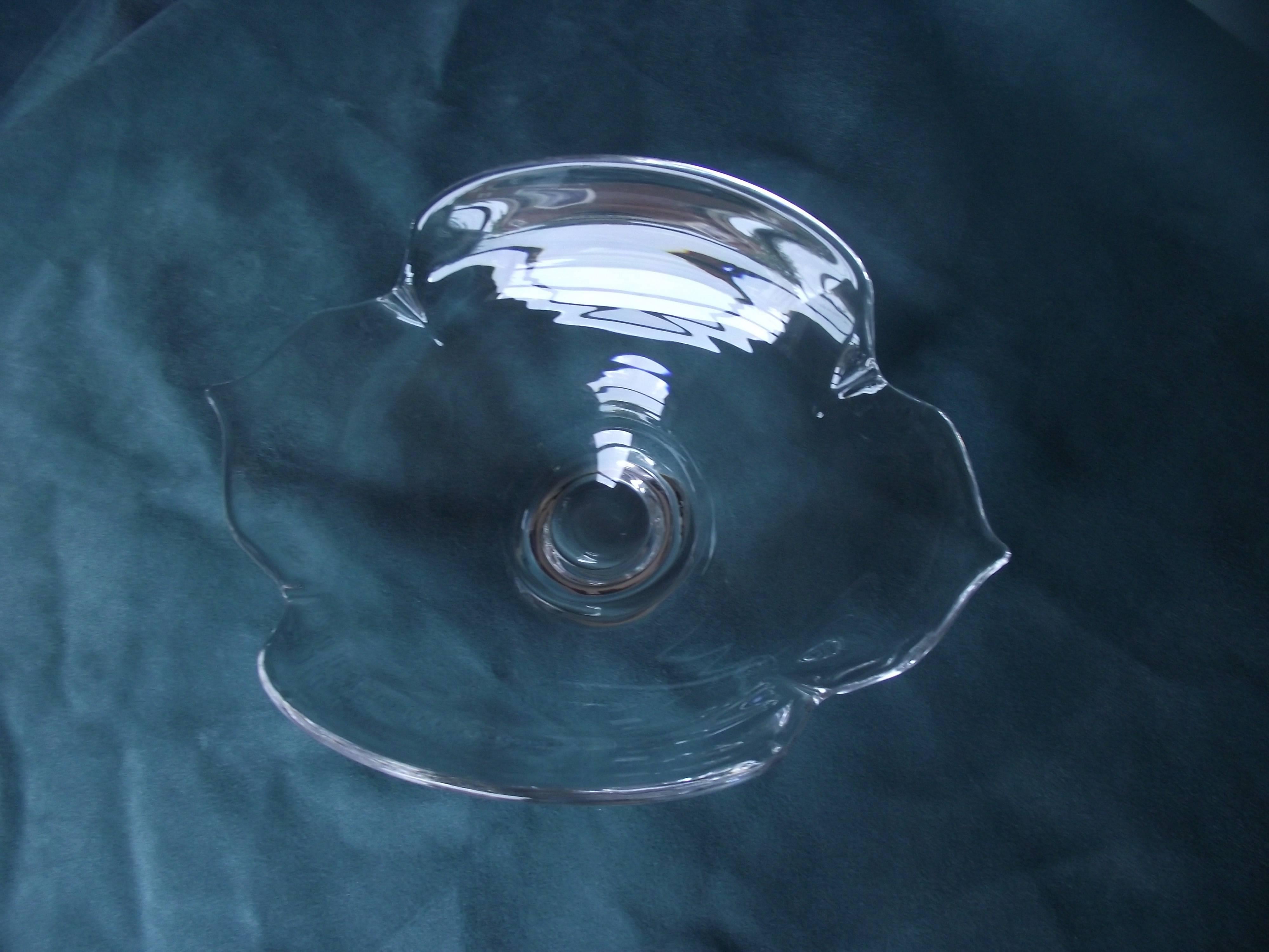 American Stuben Glass Bowl, Unusual Shaped Bowl, Clear Glass Bowl For Sale