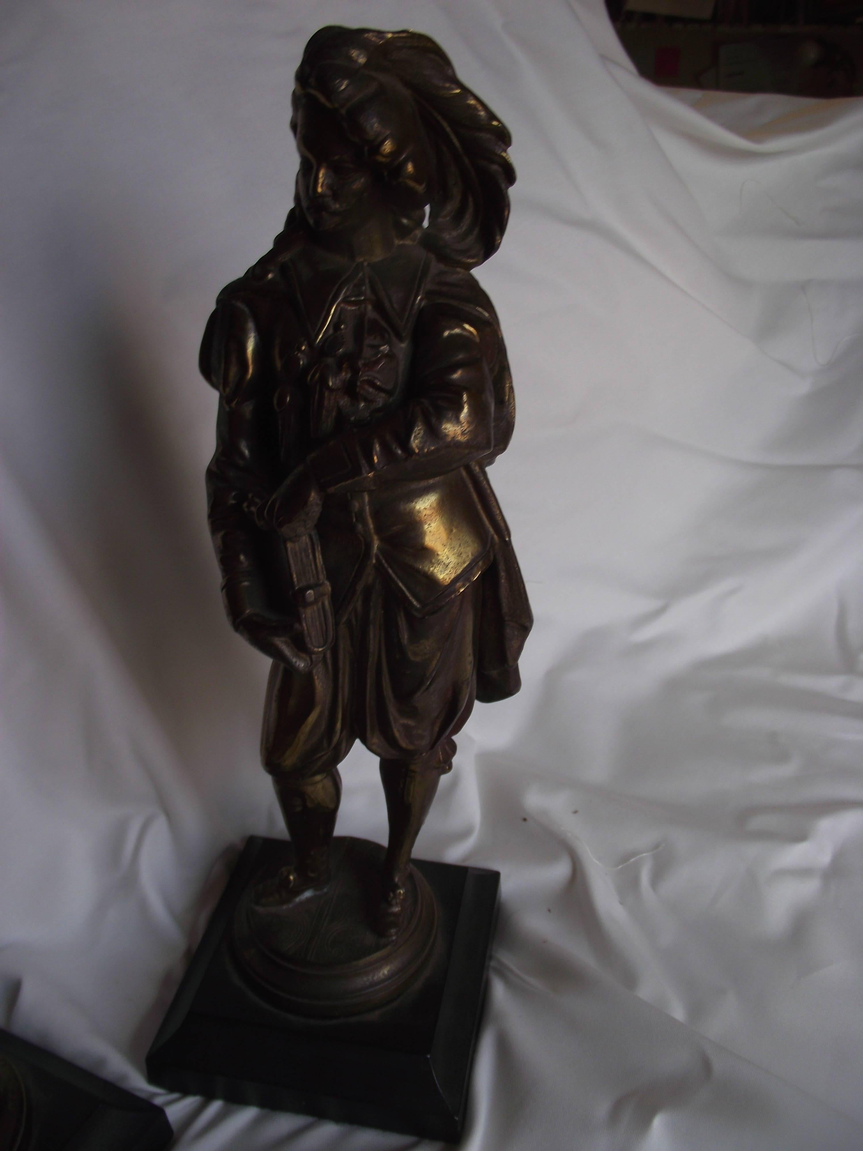 Victorian Sculptures of 18th Century Men, Bronze Finish Spectre For Sale