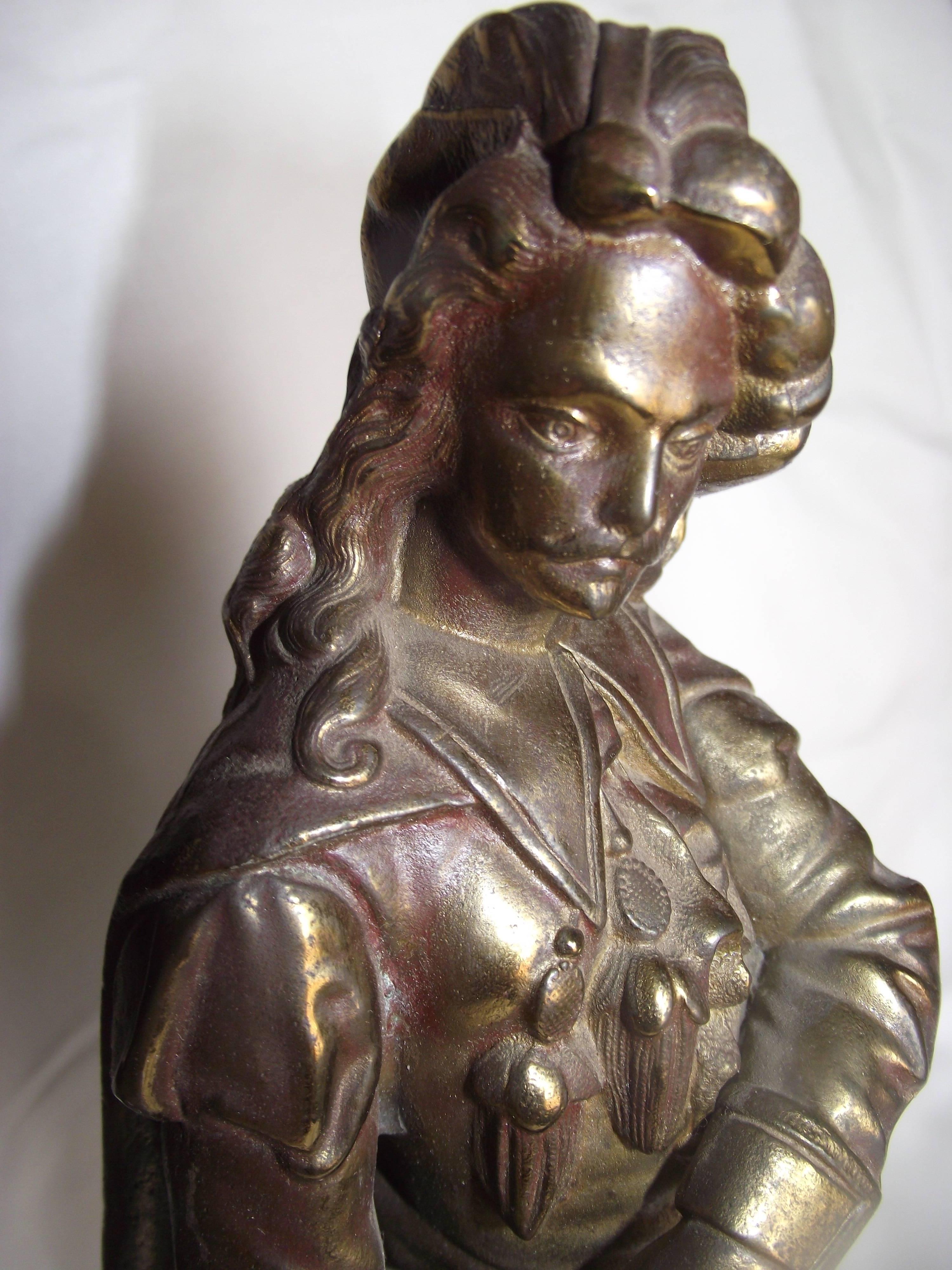 Mid-19th Century Sculptures of 18th Century Men, Bronze Finish Spectre For Sale