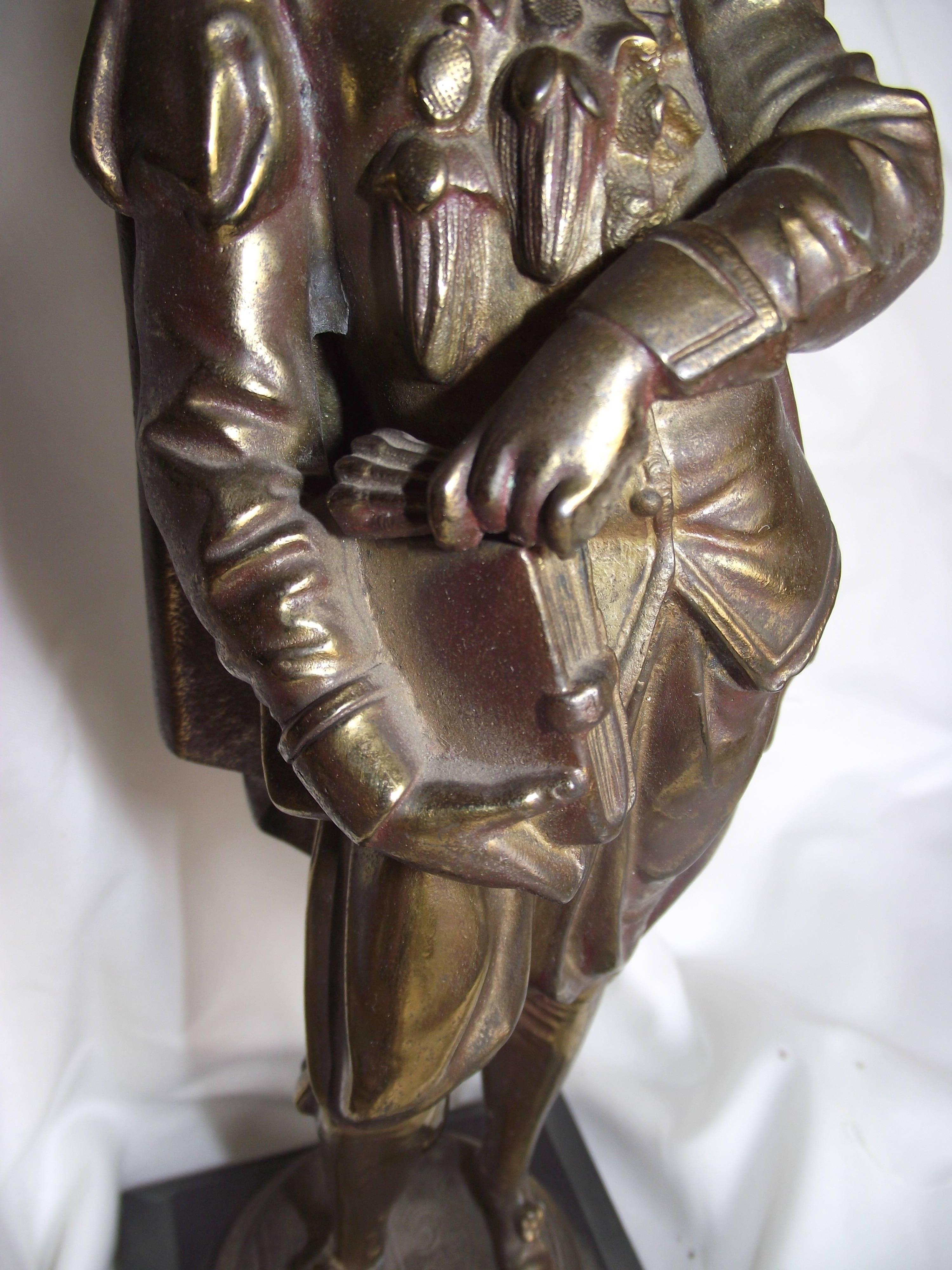 Spelter Sculptures of 18th Century Men, Bronze Finish Spectre For Sale