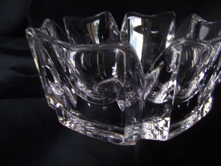Orrefors Crystal Bowl, Corona Pattern by Lars Hellsten, Swedish Crystal