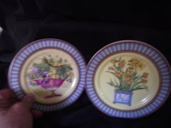 Eight Decorative Lamoge Plates by I.Godinger, Fruit and Floral Plates