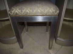 1940s Vanity, Mirrored Glass with Stool, Art Deco Mirror Dressing Table