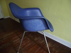 Eames LAX Lounge Armchair by Herman Miller Upholstered in Blue Naugahyde
