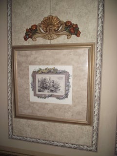 Shell and Flower Plaque, Tan, Gold Leaf with Red Toned Roses