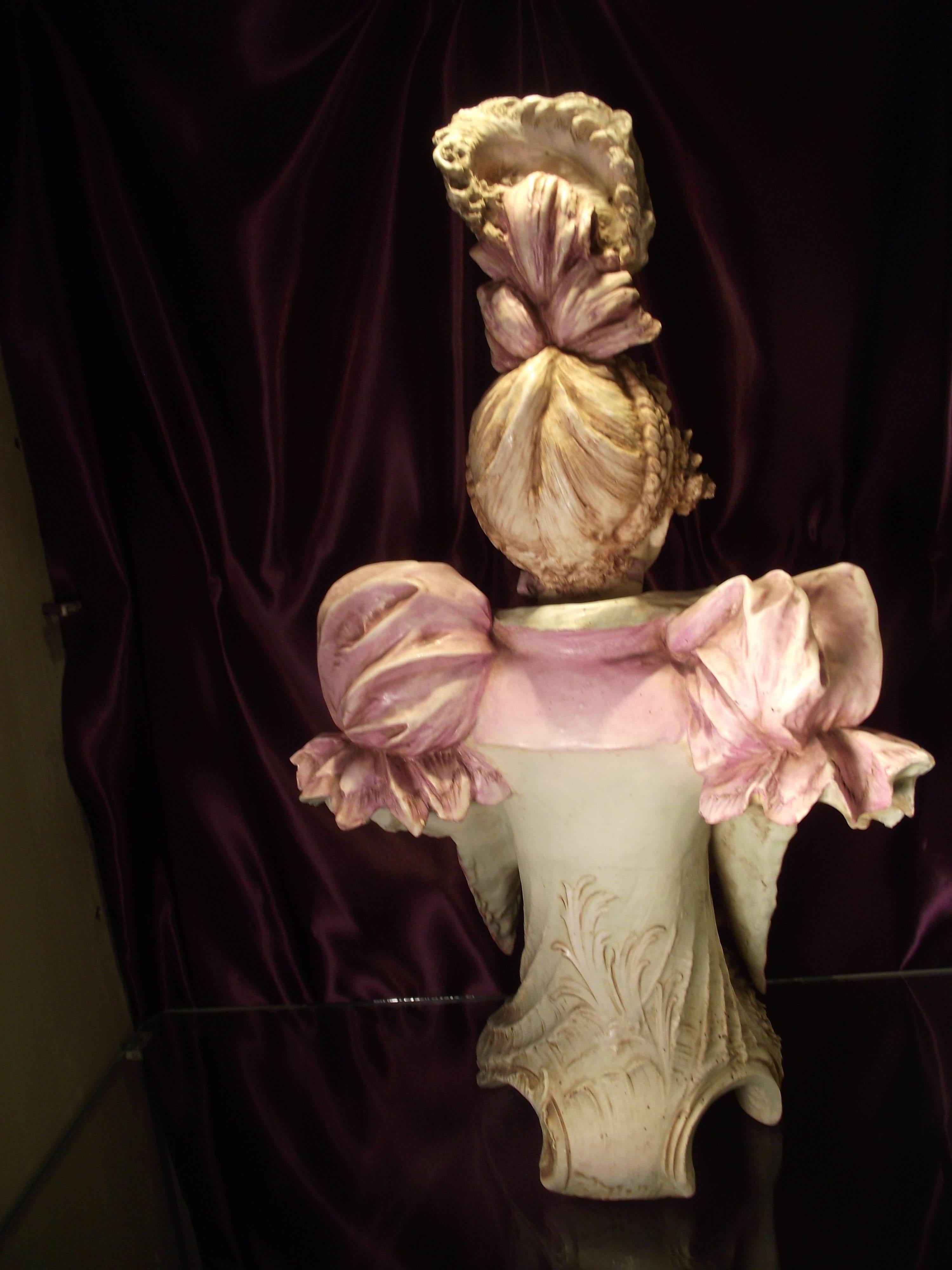 Napoleon III Antique Terplitz Porcelain  Bust, Austrian Porcelain Lady Bust For Sale