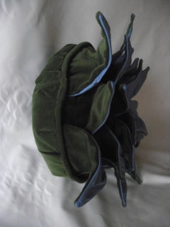 Unusual Blue Dahlia Throw Pillow, Signed  Limited Edition Pillow, Velvet & Silk