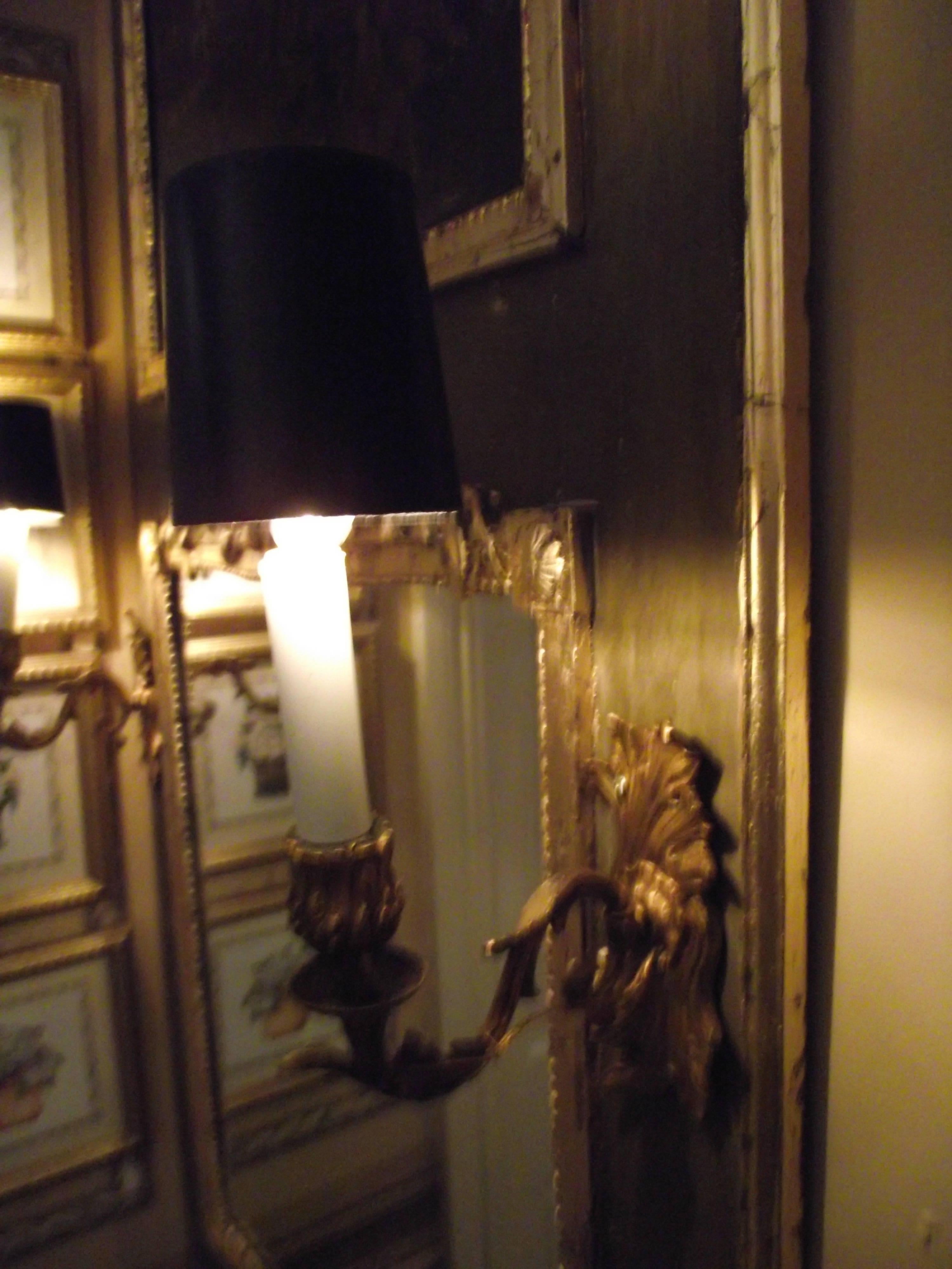 Baroque 19th century Trumeau Mirror, Antique lighted Mirror with Oil Painting scene For Sale