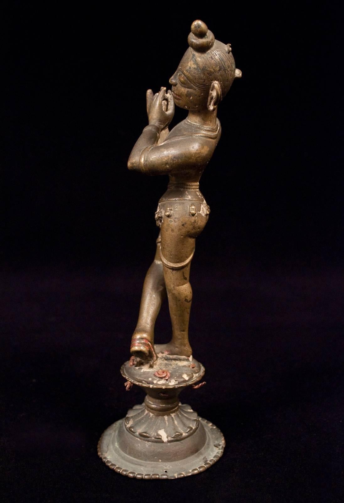 Other 16th Century Krishna (Venugopala) Bronze Figure Playing the Flute, Orissa, India