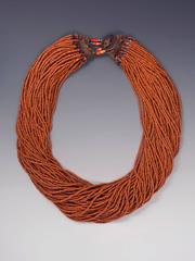 Early/Mid-20th Century Orange Tribald Beaded Naga Necklace, India