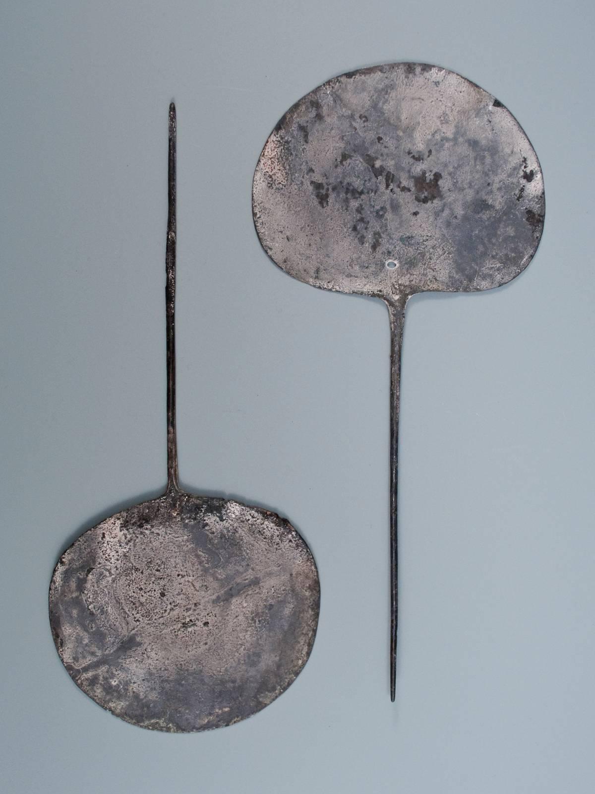 Tribal 8th-11th Century Silver Tupos 'Shawl Pins' Inca Culture, Peru