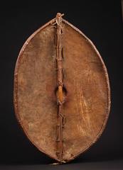 Antique Tribal Maasai Shield with Vibrant Natural Pigment Paint, Africa